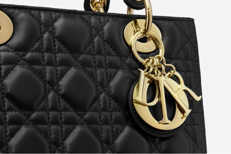 Lady Dior Lambskin Handbag in Black | Luxury Designer Shoulder Bag for Women | Perfect for Evening Parties & Special Occasions