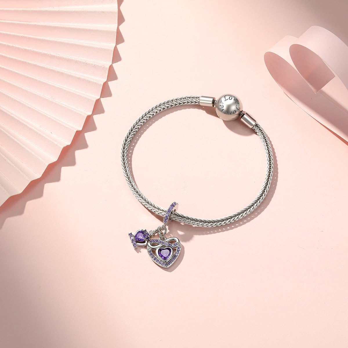 925 Sterling Silver Infinity Heart Dangle Charm - Birthstone Pandora Compatible Charm for Bracelets & Necklaces | Women's Birthday Jewelry Gift | Perfect for Anniversaries, Valentine's Day & Special Occasions