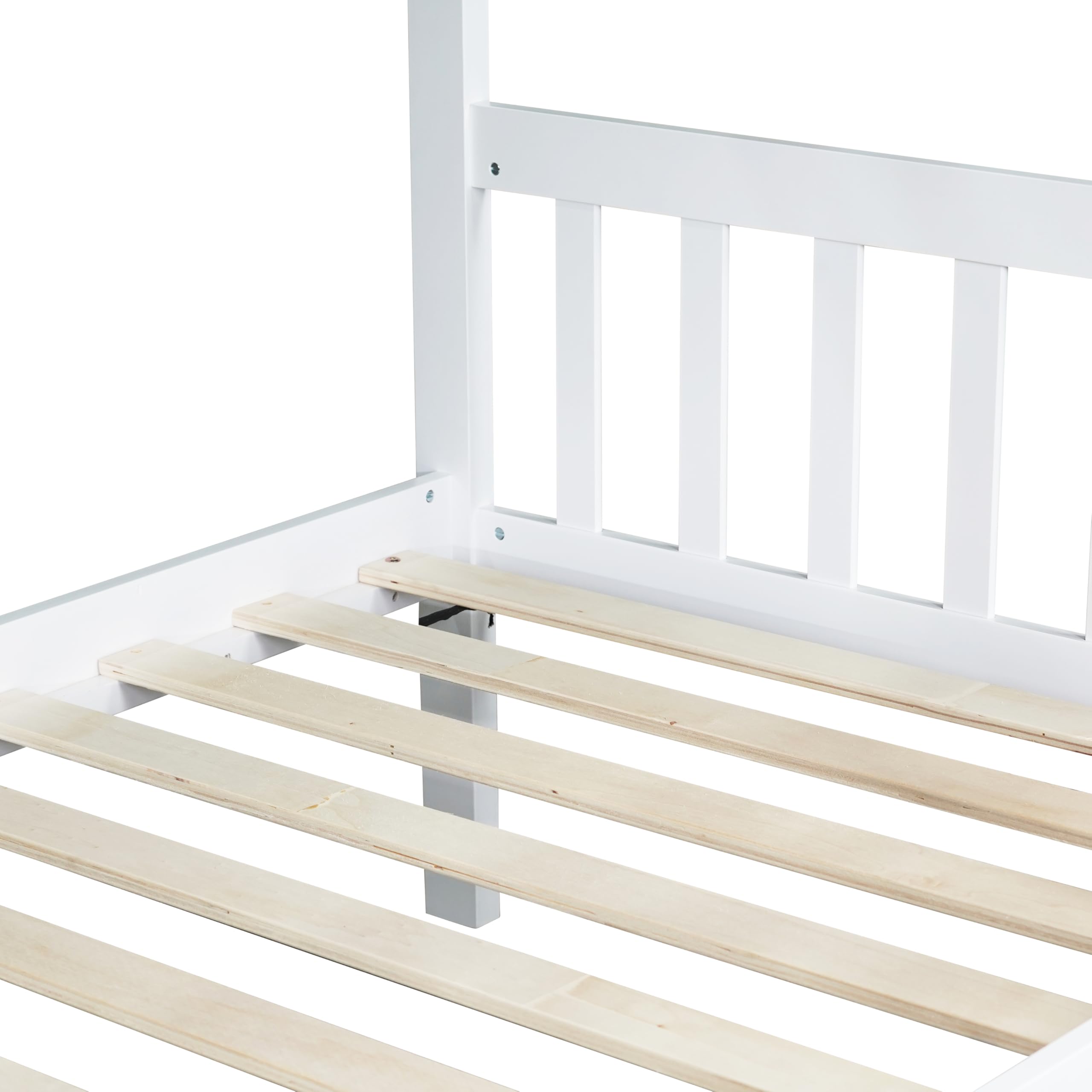 **Twin Over Twin Bunk Bed with Trundle - White Wooden Bunk Beds for Kids & Teens - Space-Saving Bedroom Furniture for Small Rooms & Sleepovers**