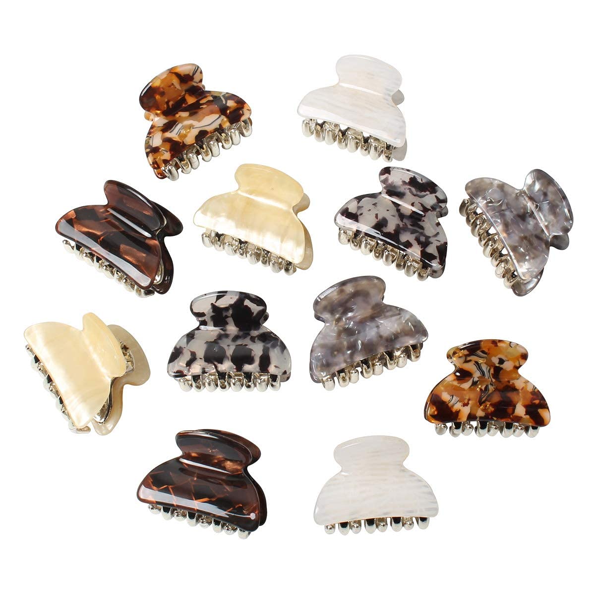 ASG 1.57 Inch Small Acrylic Hair Claw Clips for Women & Girls - Marble Design Non-Slip Grip Plastic Hair Clips - Pack of 2 - Perfect for School, Work, Travel & Everyday Hairstyles