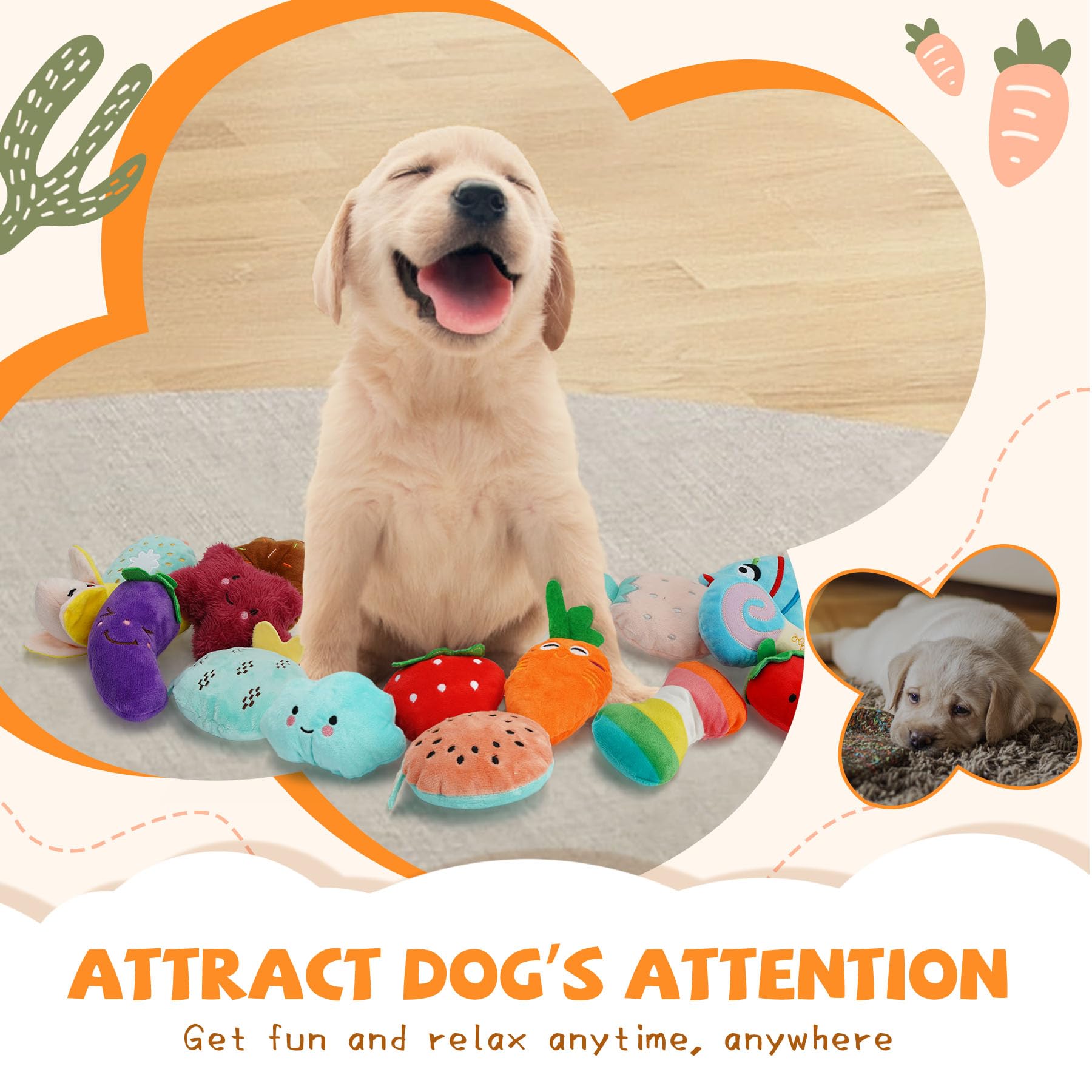 Charming Chorus 20-Pack Squeaky Dog Toys Set with 4 Dog Bags - Irresistibly Cute Plush Puppy Toys for Small Dogs, Interactive Squeak Toys for Fun & Teeth Cleaning - Perfect for Playtime, Training, and Indoor/Outdoor Activities