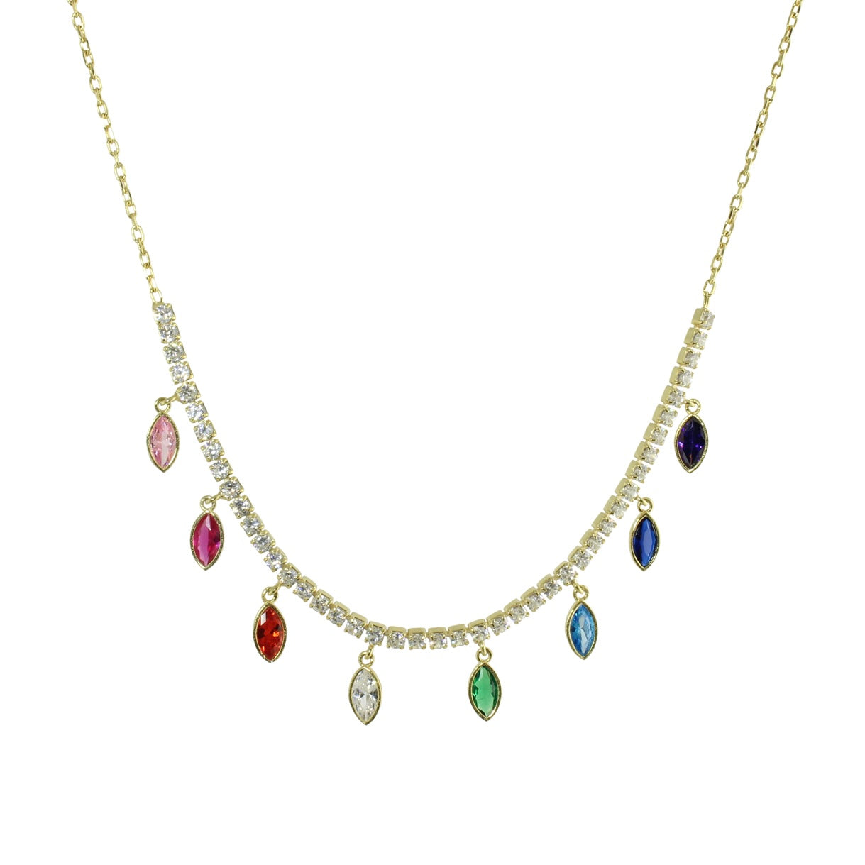 Marquis Dangle Half Tennis Necklace - Elegant Diamond Pendant for Women | Perfect for Weddings, Parties & Special Occasions
