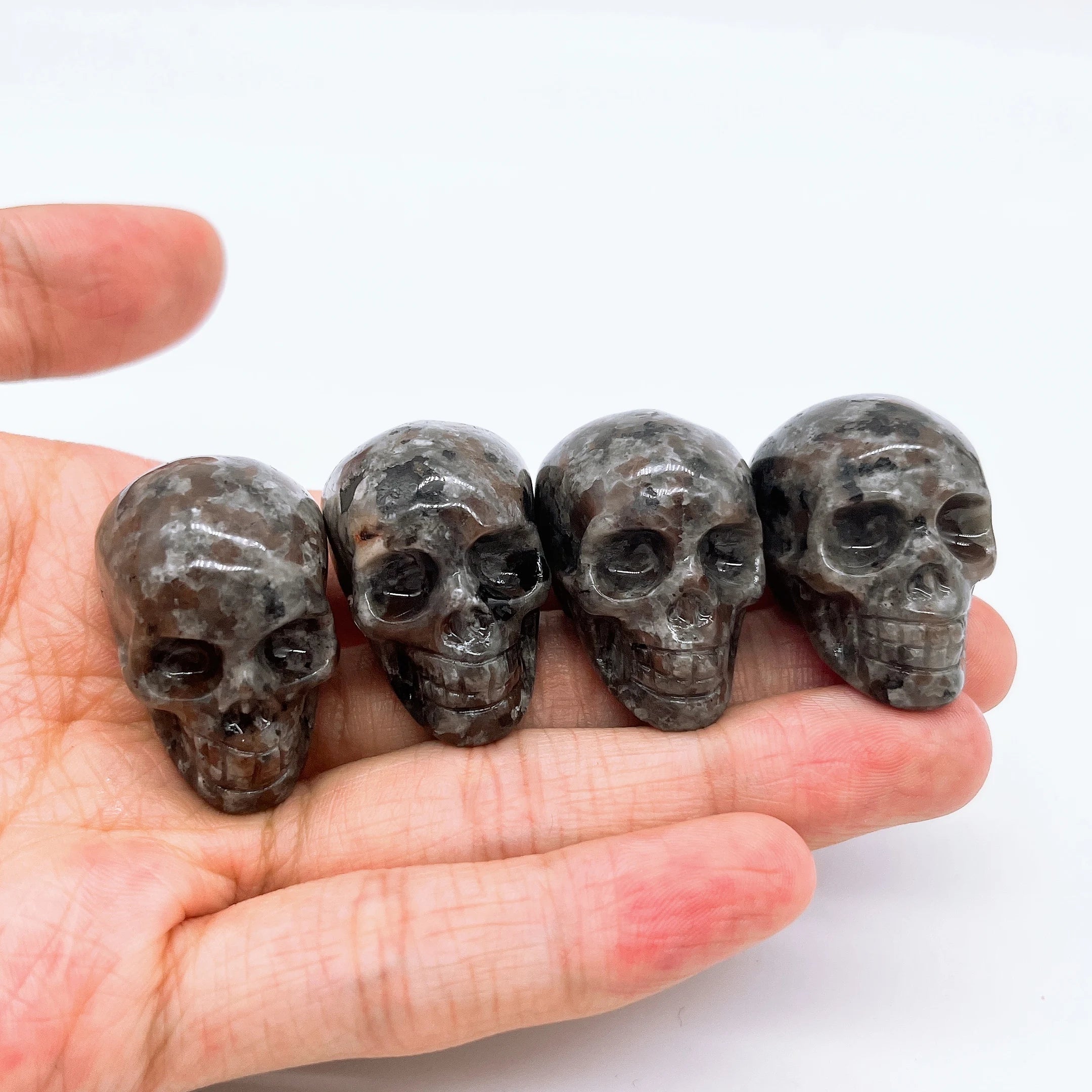 35mm Natural Yooperlite Skull Quartz Crystal Flame Stone Carving - Witchcraft Decor, Home Collection, Unique Spiritual Gift for Meditation & Altar Display