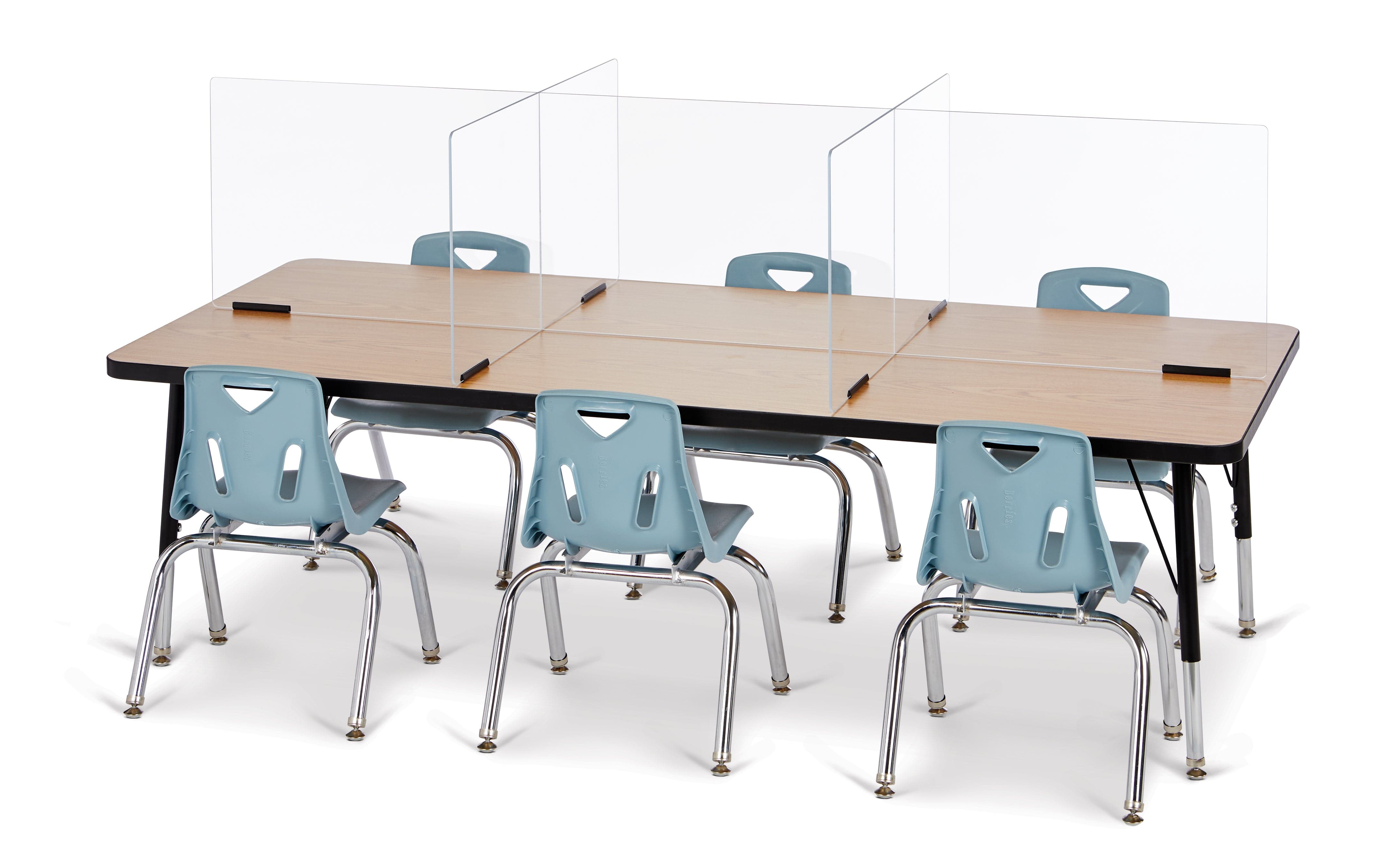 Clear Acrylic Table Divider - 6 Station Office Partition, 70.5