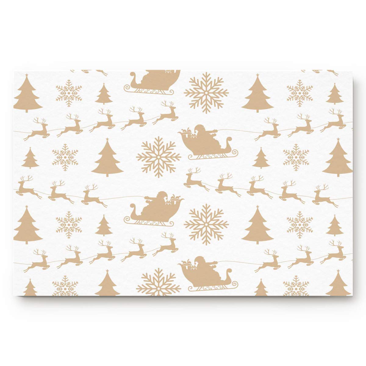 Non-Slip Christmas Elk Sleigh Door Mat - 18x30 Inch Holiday Welcome Mat with Golden Tree Pattern for Indoor/Outdoor Use - Perfect for Front Entryway, Kitchen, Bathroom & Seasonal Decor
