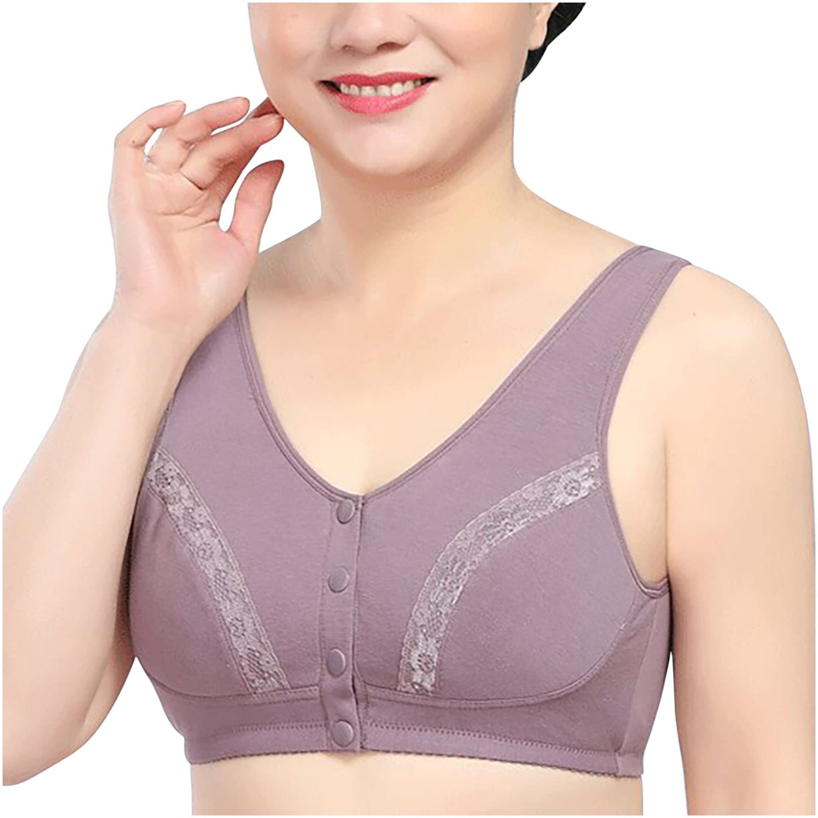 **Ausyst Plus Size Bras for Women - Comfortable Front Closure Wireless Bra with Wide Straps & Solid Colors - Perfect for Everyday Wear, Workouts & Relaxation**