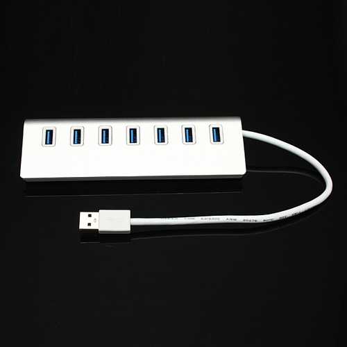 5Gbps High-Speed Aluminum USB 3.0 Hub with 7 Ports - Expand Connectivity for Laptop, PC, Gaming & Home Office Setup