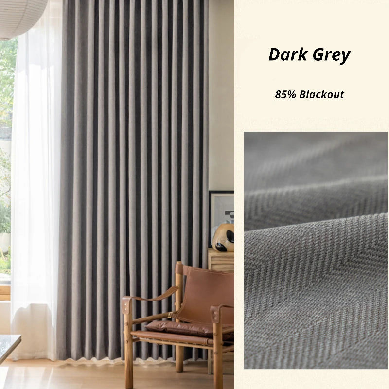 Sophia Plush Herringbone Blackout Curtains for Bedroom - Thermal Insulated Noise Reducing Window Drapes with Custom Sizes, Perfect for Nursery, Living Room & Home Theater