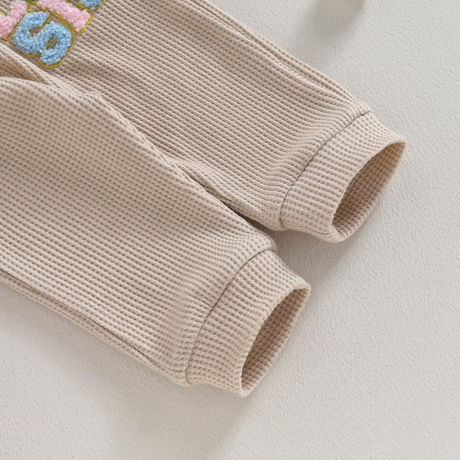 Big Sister Little Sister Matching Outfits - Baby Girls Waffle Long Sleeve Sweatshirt & Pants Set - Toddler Clothes for Twins, Siblings & Family Photos - Soft & Cozy Winter Outfit for Playdates & Holidays