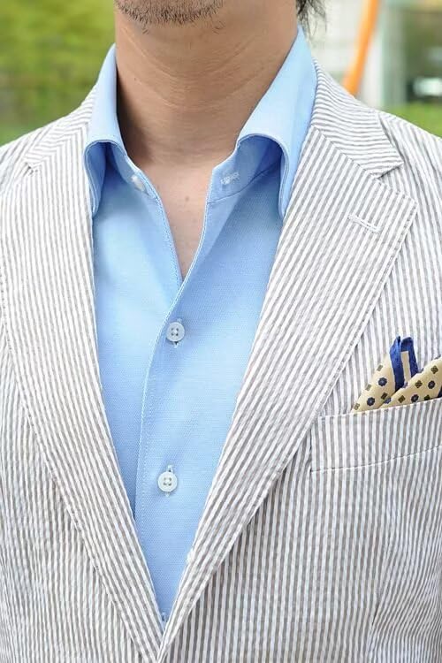 Men's Blue Seersucker Summer Suit - Slim Fit Wedding Groom Formal Attire | Lightweight Breathable Seersucker Fabric for Outdoor Ceremonies & Summer Events