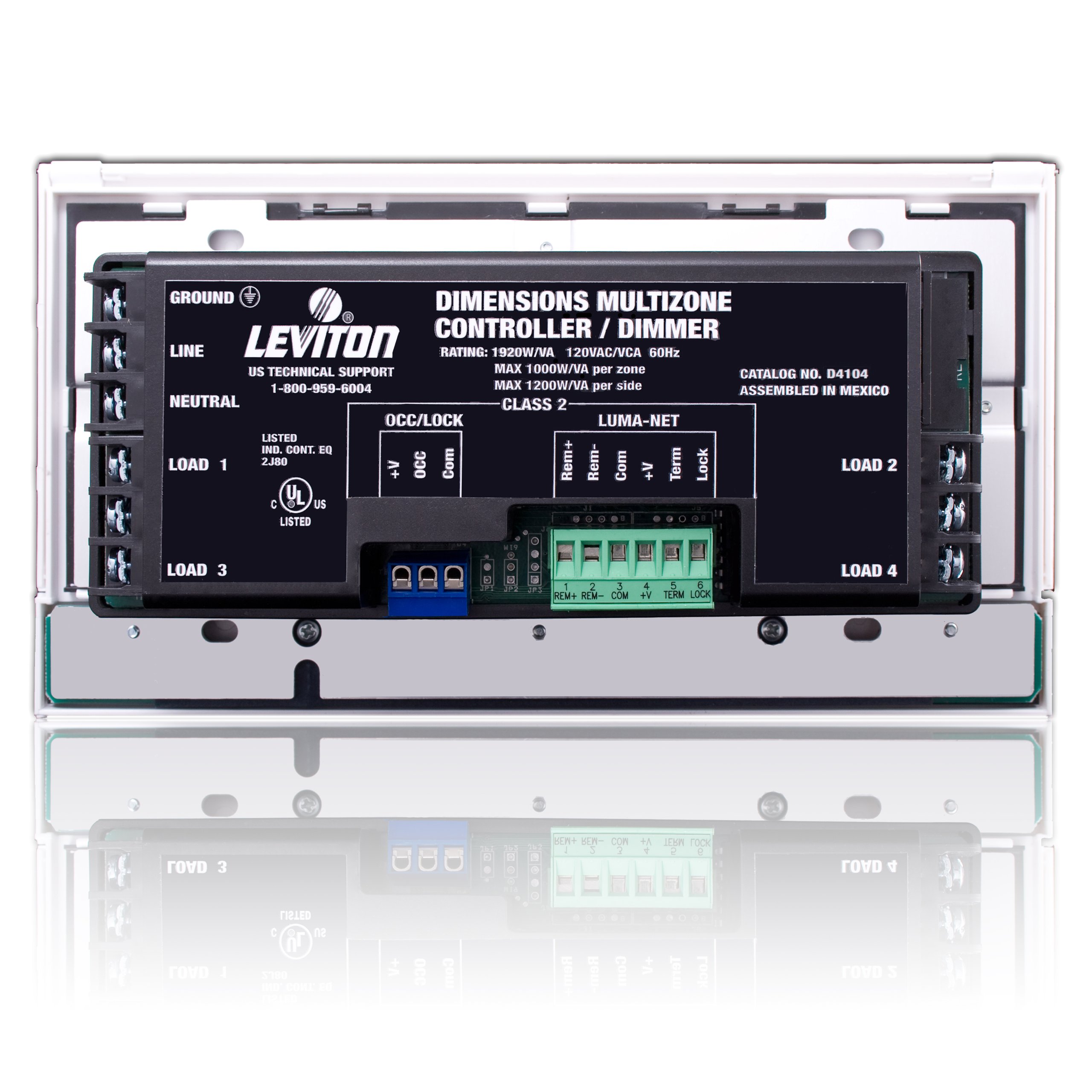 Leviton D4104-1LW 4-Zone Lighting Controller for Luma-Net System - Smart Home Automation & Commercial Lighting Control Solution