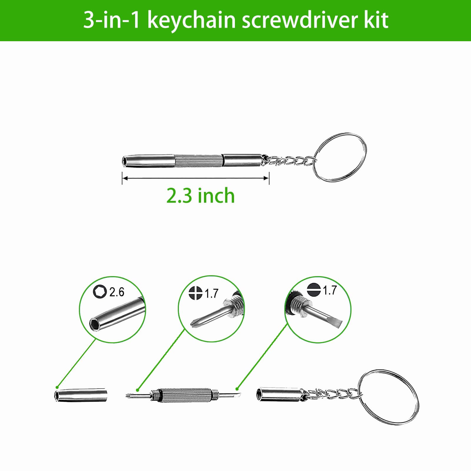5-in-1 Eyeglass Repair Kit with 3-in-1 Multifunctional Screwdriver Set | Premium Phone, Sunglasses, Watch & Electronics Repair Tools | Compact & Portable for Home, Office & Travel (Green)