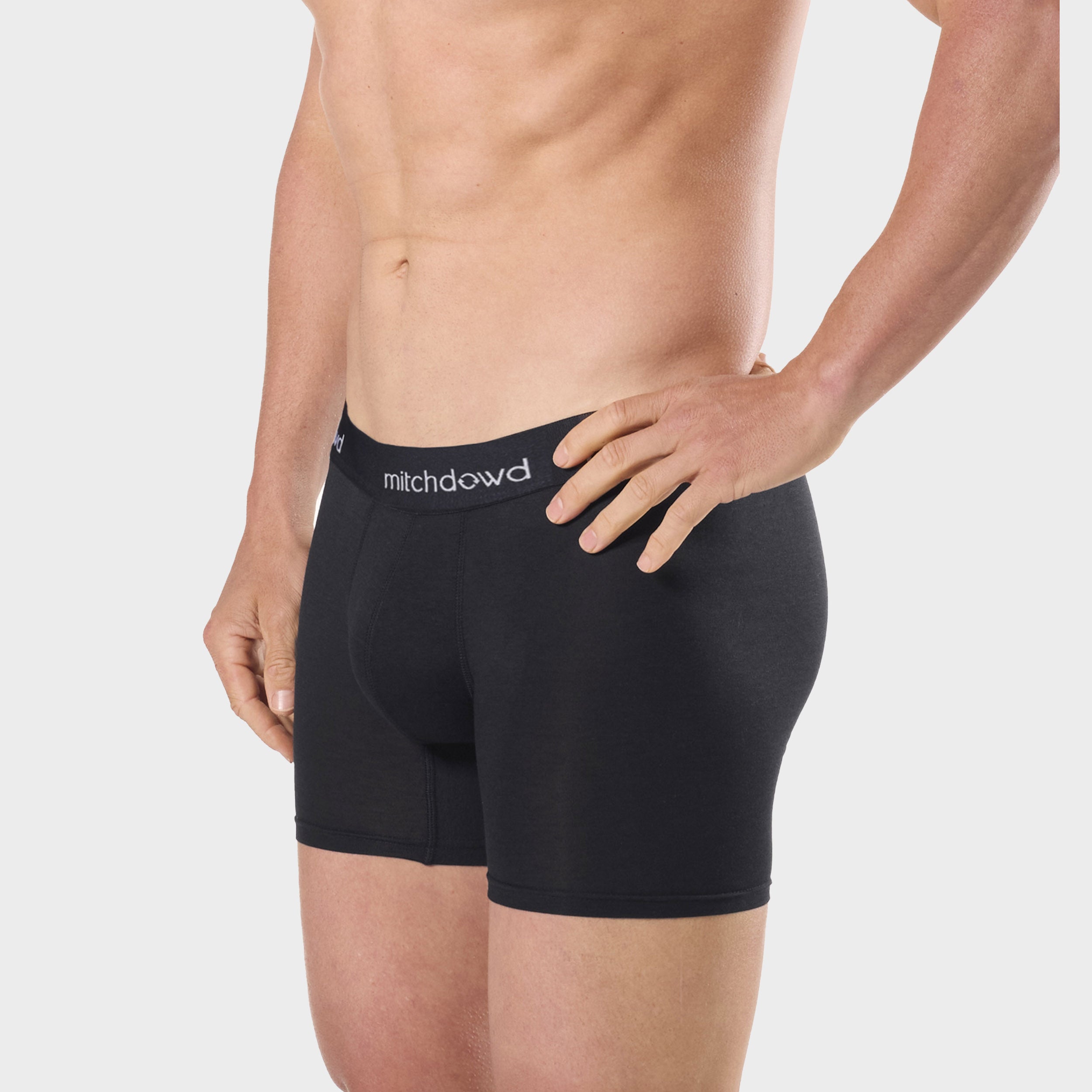 Men's Stretch Cotton Comfort Long Leg Trunks 3-Pack - Soft Breathable Underwear for Everyday Wear & Active Lifestyles - Black