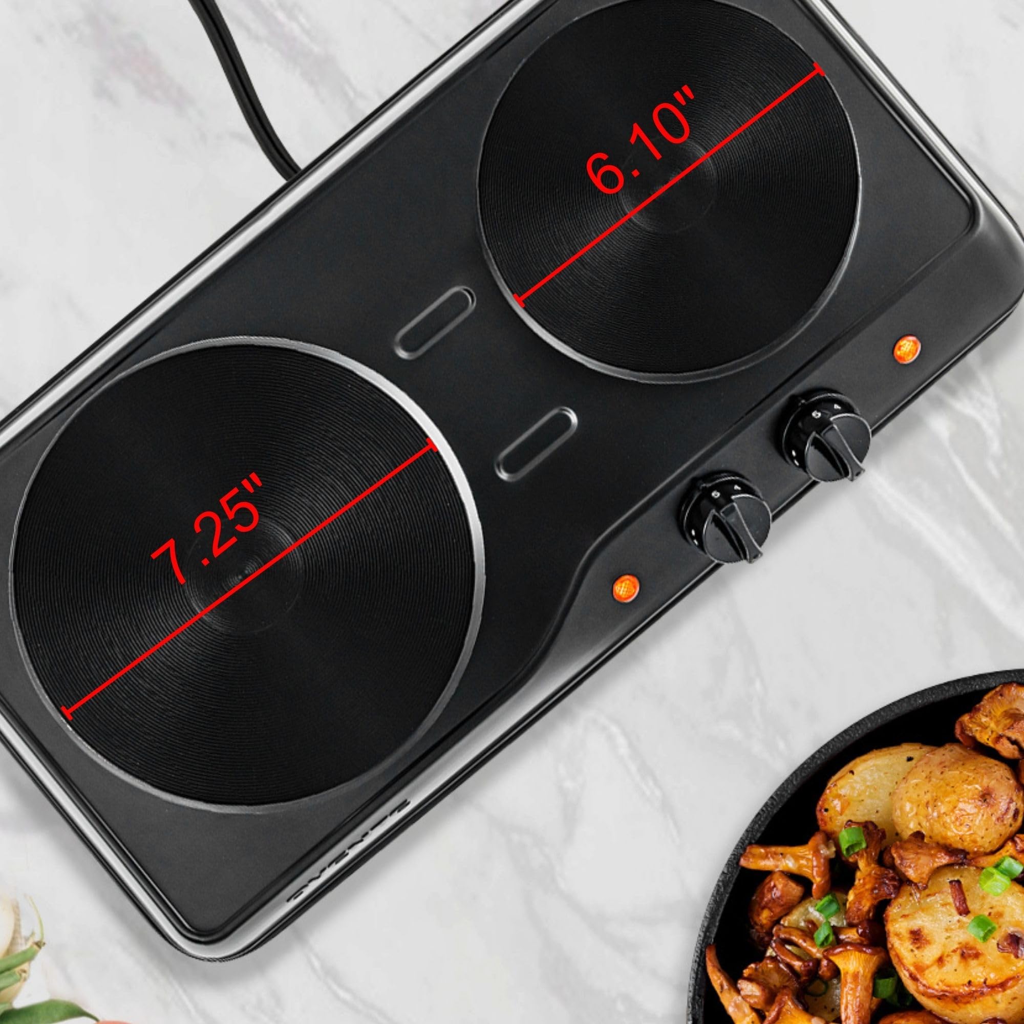 OVENTE 1700W Electric Double Burner Cooktop - 7.25