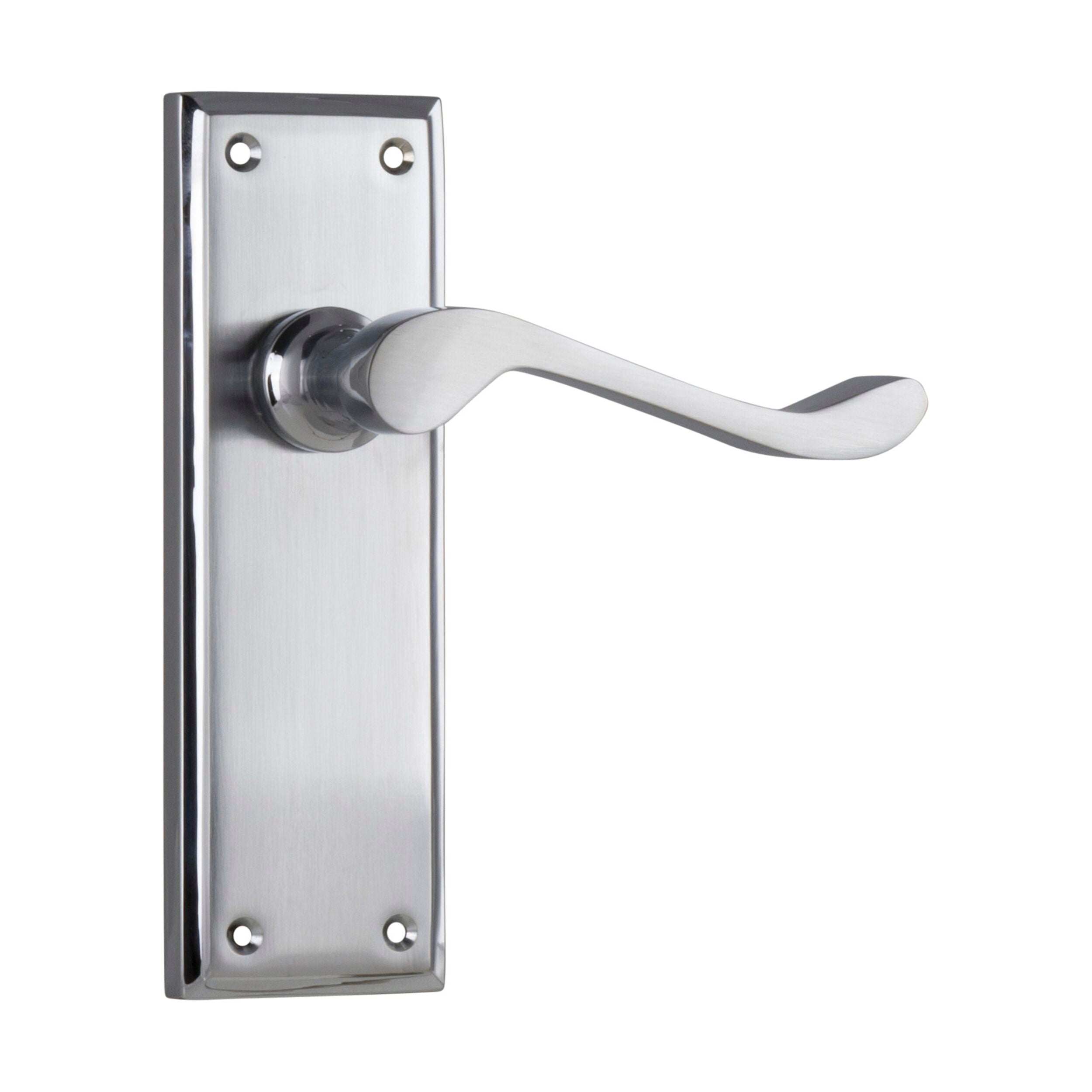 **1096 Door Lever Camden Latch Pair - Satin Chrome with Polished Edge (H152xW50xP60mm) - Perfect for Interior Doors, Bedrooms & Offices**