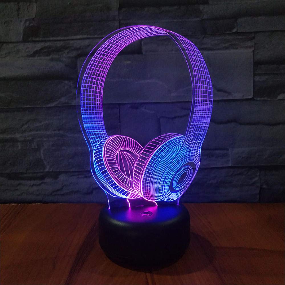 3D Illusion LED Night Light - Colorful DJ Headphone Lamp for Desk, Bedroom & Office Decoration - Perfect for Music Lovers, Party Decor & Gift Ideas