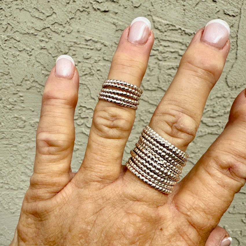 Sterling Silver Stacking Rings for Women - Dainty Adjustable Thin Band Rings Set in Assorted Sizes (2mm-5mm) - Perfect for Layering, Stacking & Everyday Jewelry Gifts