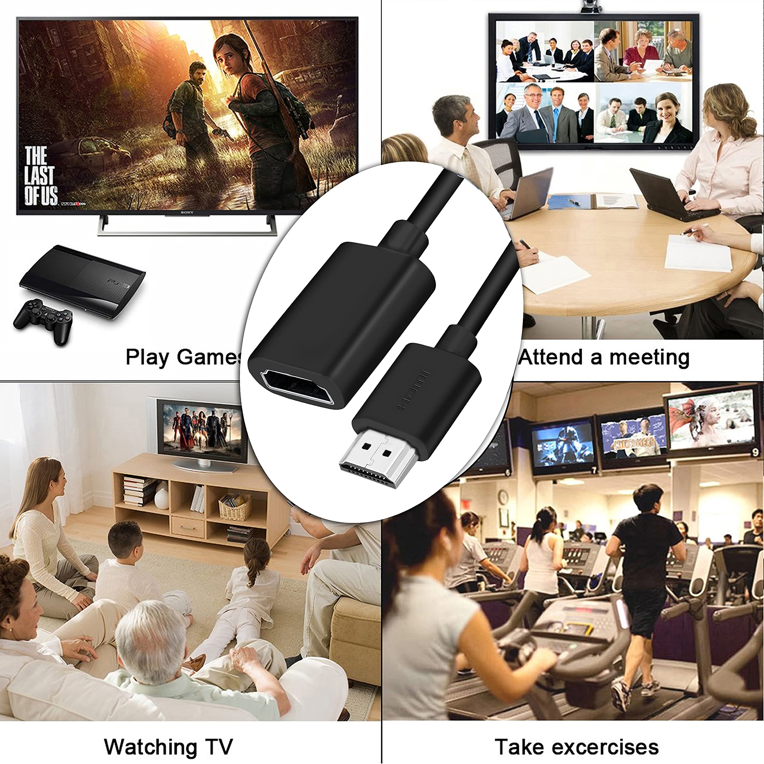 Storite 30cm 19-Pin High-Speed HDMI Male to Female Extension Cable - 4K HDMI Extender for Laptop, Computer, TV, Gaming & Home Theater Setup
