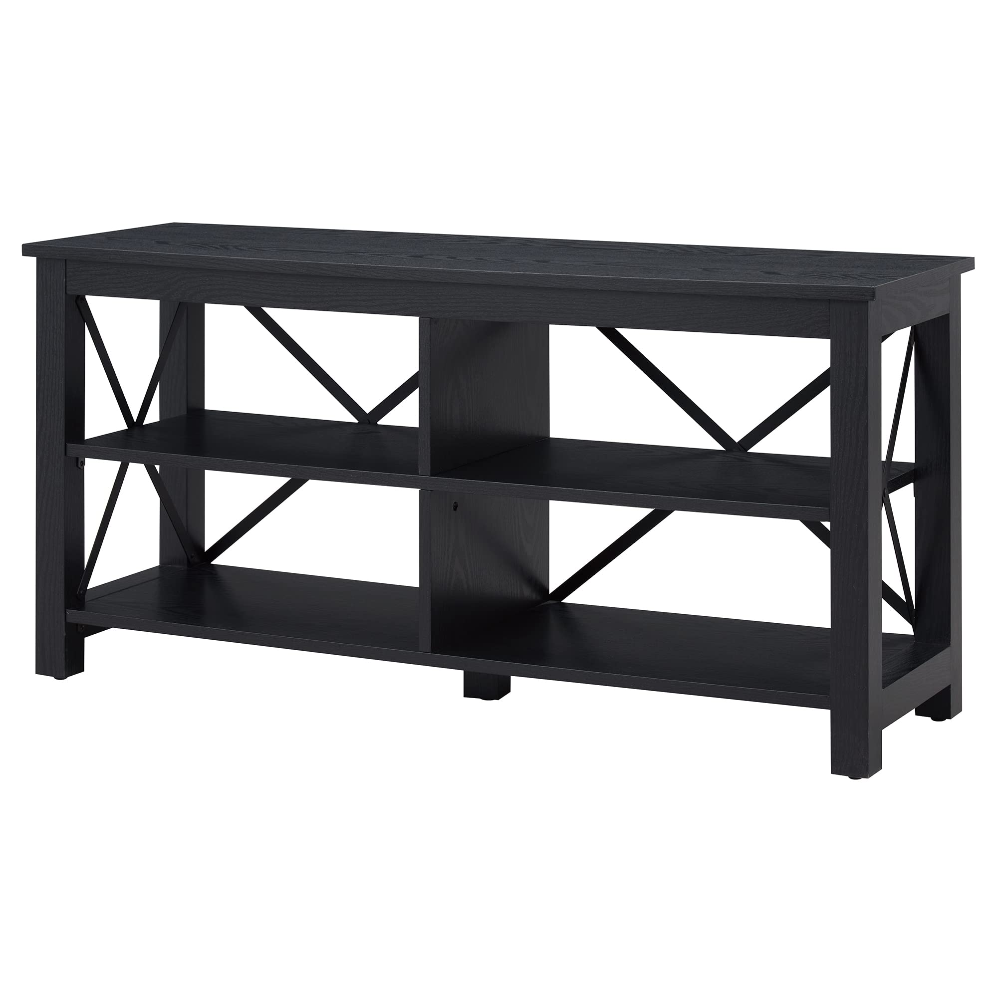 Henn&Hart 55 Inch Black Rectangular TV Stand - Modern Entertainment Center for Living Room, Bedroom & Home Theater