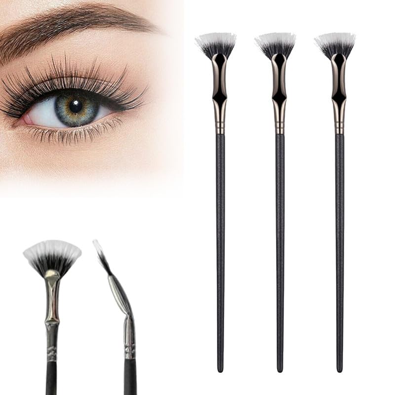 2024 New Folding Angle Scalloped Lash Brush - Upgraded Mascara Fan Brush & Eyelash Separator Tool - 3pcs Eye Makeup Fan Brushes for Upper & Lower Lashes - Perfect for Professional Makeup Artists & Home Beauty Routines
