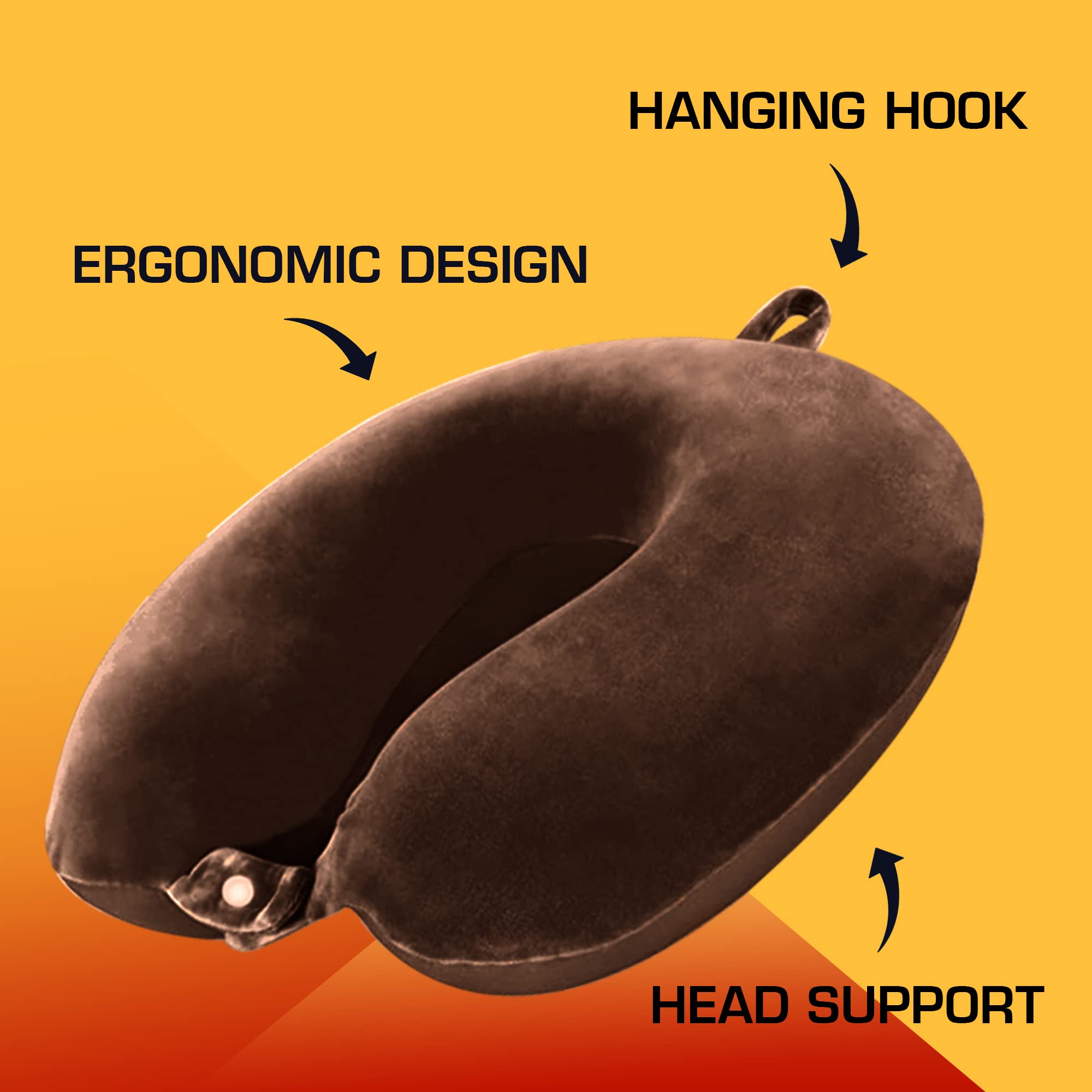 Billebon Premium Memory Foam Neck Pillow for Airplane Travel - Adjustable 360° Support Head Rest with Soft Cover - Perfect for Long Flights, Road Trips & Office Napping