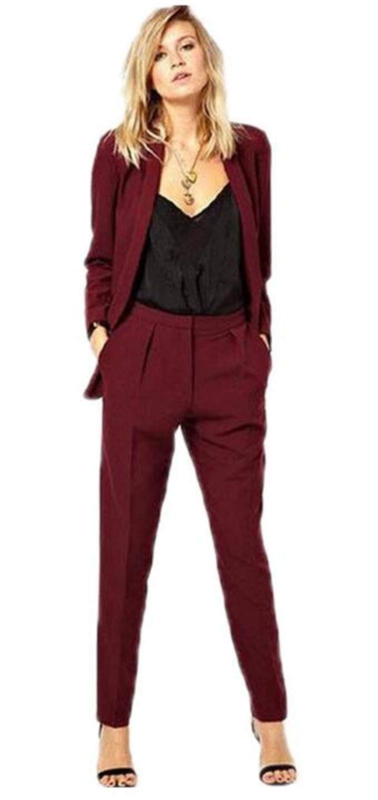 Women's One-Button Suit Set - Professional Blazer & Pants for Business Office, Work, Party & Formal Events | Elegant Ladies Tuxedo Style Outfit for Career, Interviews & Special Occasions