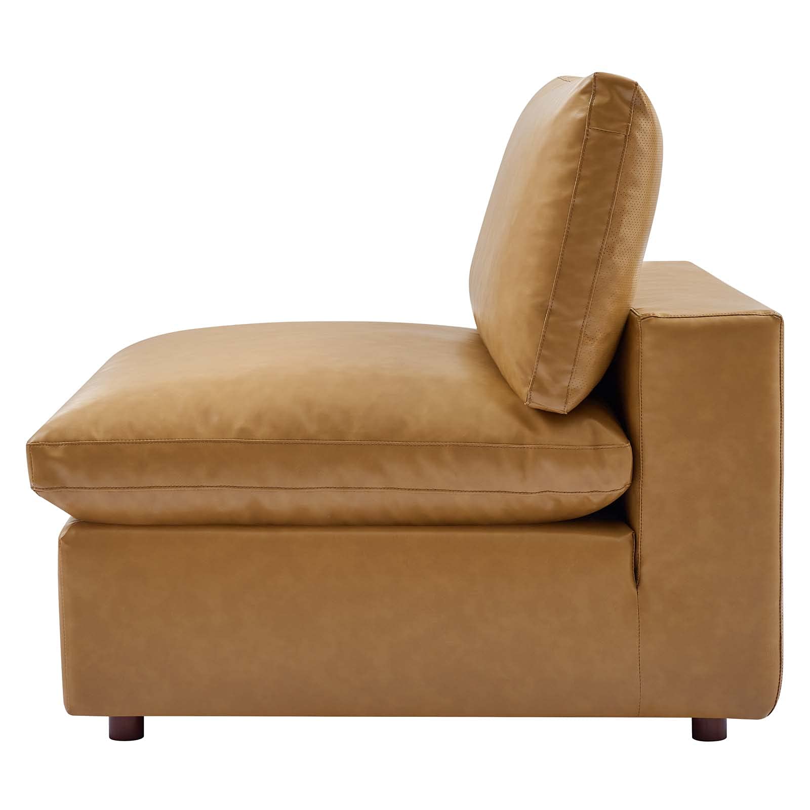 Modern Contemporary Sectional Sofa Set - Faux Vegan Leather in Tan - Perfect for Lounge, Hotel Lobby & Hospitality Spaces