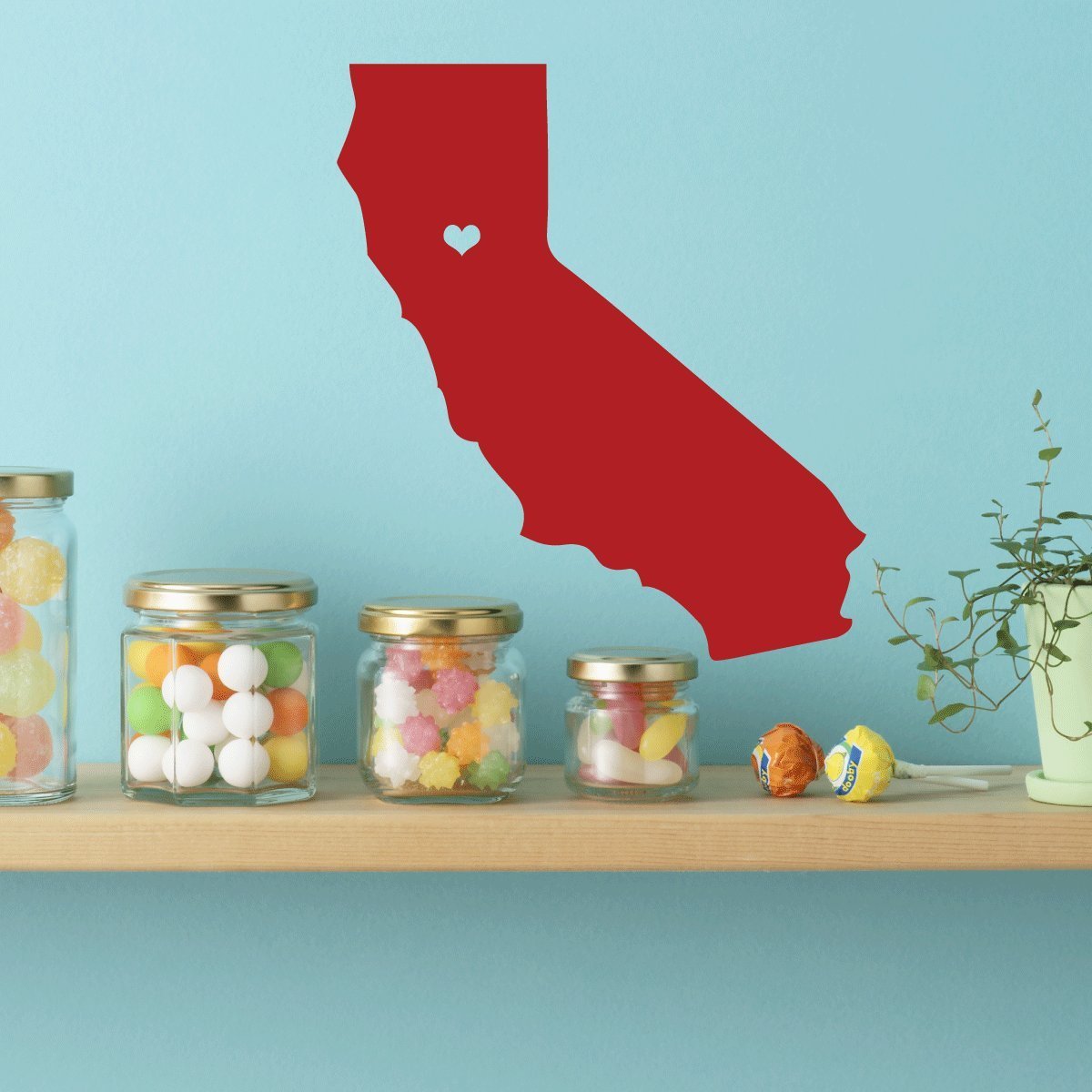 California State Decal with Heart - Premium Vinyl Wall Art Sticker for Home, Bedroom, Living Room Decor - Perfect for DIY Home Decoration, Housewarming Gifts & Nursery Wall Art