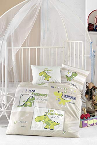 100% Cotton Baby Bedding Set - Jurassic Dinosaurs Themed Nursery Crib Set for Boys & Girls | 5-Piece Toddler Bedding with Duvet Cover & Comforter | Perfect for Nursery Decor, Baby Shower Gifts & Kids' Room Themes