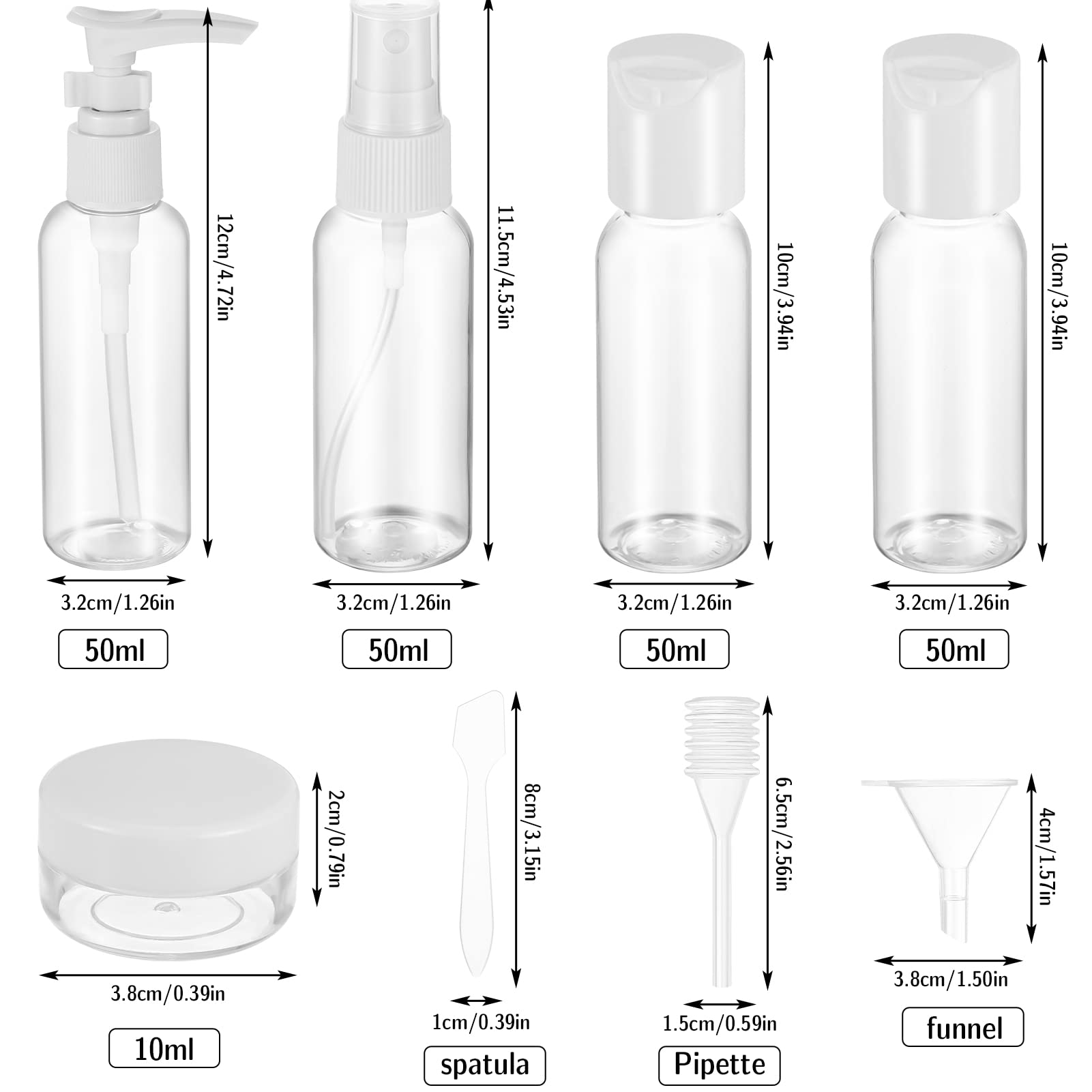 9-Piece Leak-Proof Travel Bottles Set for Toiletries - Refillable Cosmetic Containers for Shampoo, Lotion & Makeup with Clear TSA-Approved Travel Bag - Perfect for Airplane, Gym & Vacation Essentials