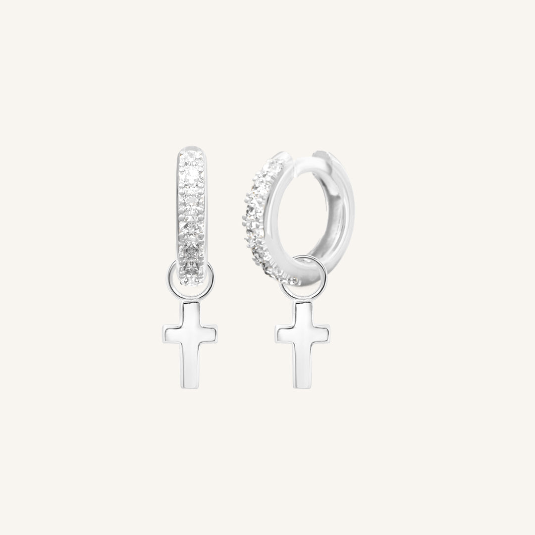 Sparkling Cross Crystal Hoop Earrings for Women - Elegant & Stylish Jewelry Gift for Christmas, Party, Wedding & Everyday Wear