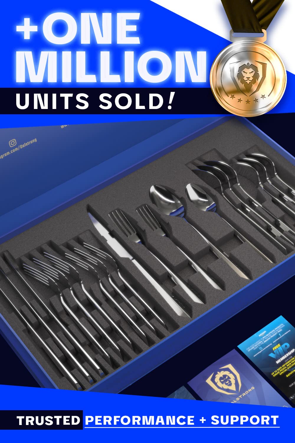 Premium DALSTRONG 20-Piece Flatware Cutlery Set - High-Carbon Stainless Steel Silverware (4 Dinner Knives, Forks, Spoons + Dessert Forks & Spoons) - Elegant Tableware for 4 - Perfect for Dinner Parties, Weddings & Holiday Gatherings