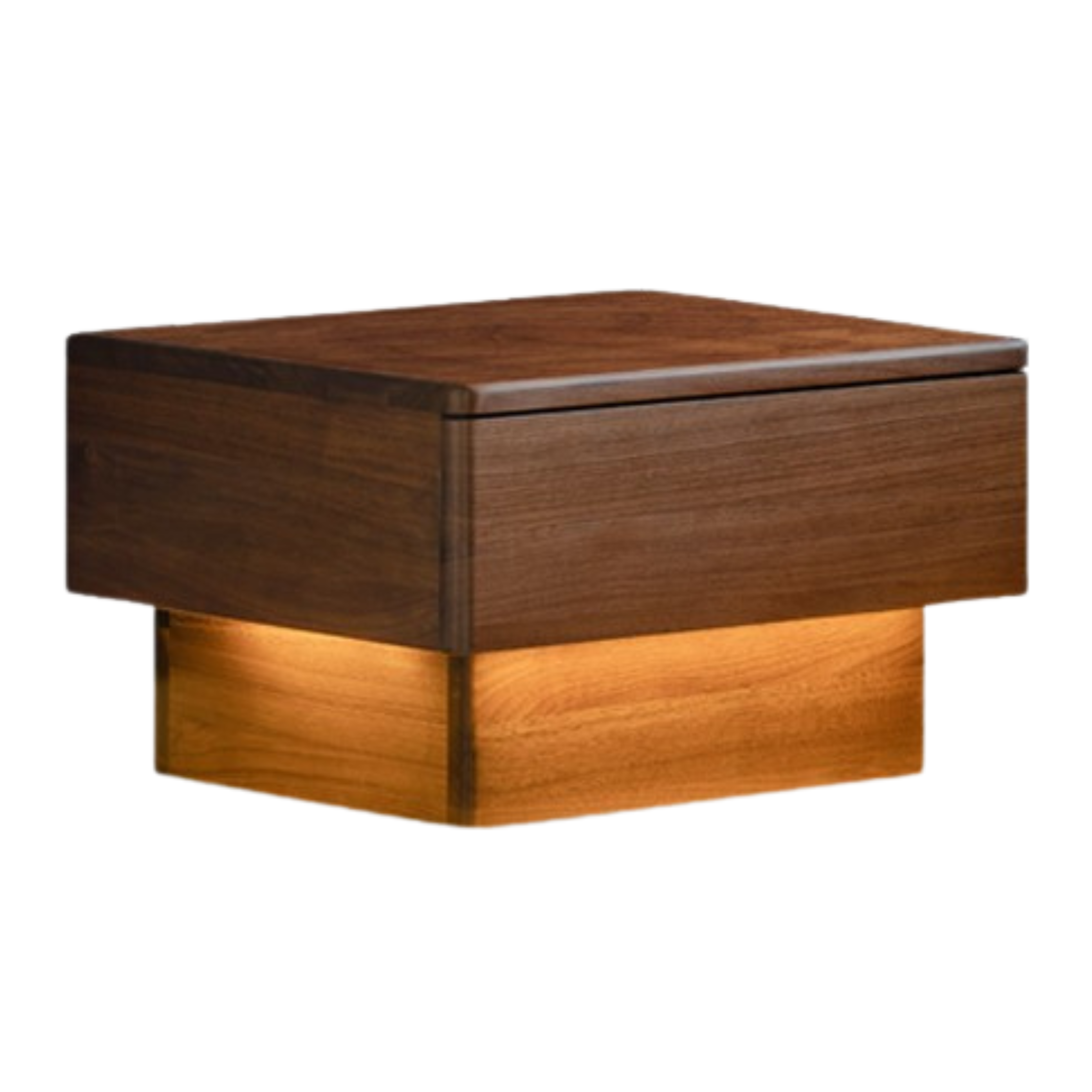 Premium Black Walnut Solid Wood Nightstand with LED Light Drawer - Stylish Bedside Table for Bedroom, Living Room, or Guest Room