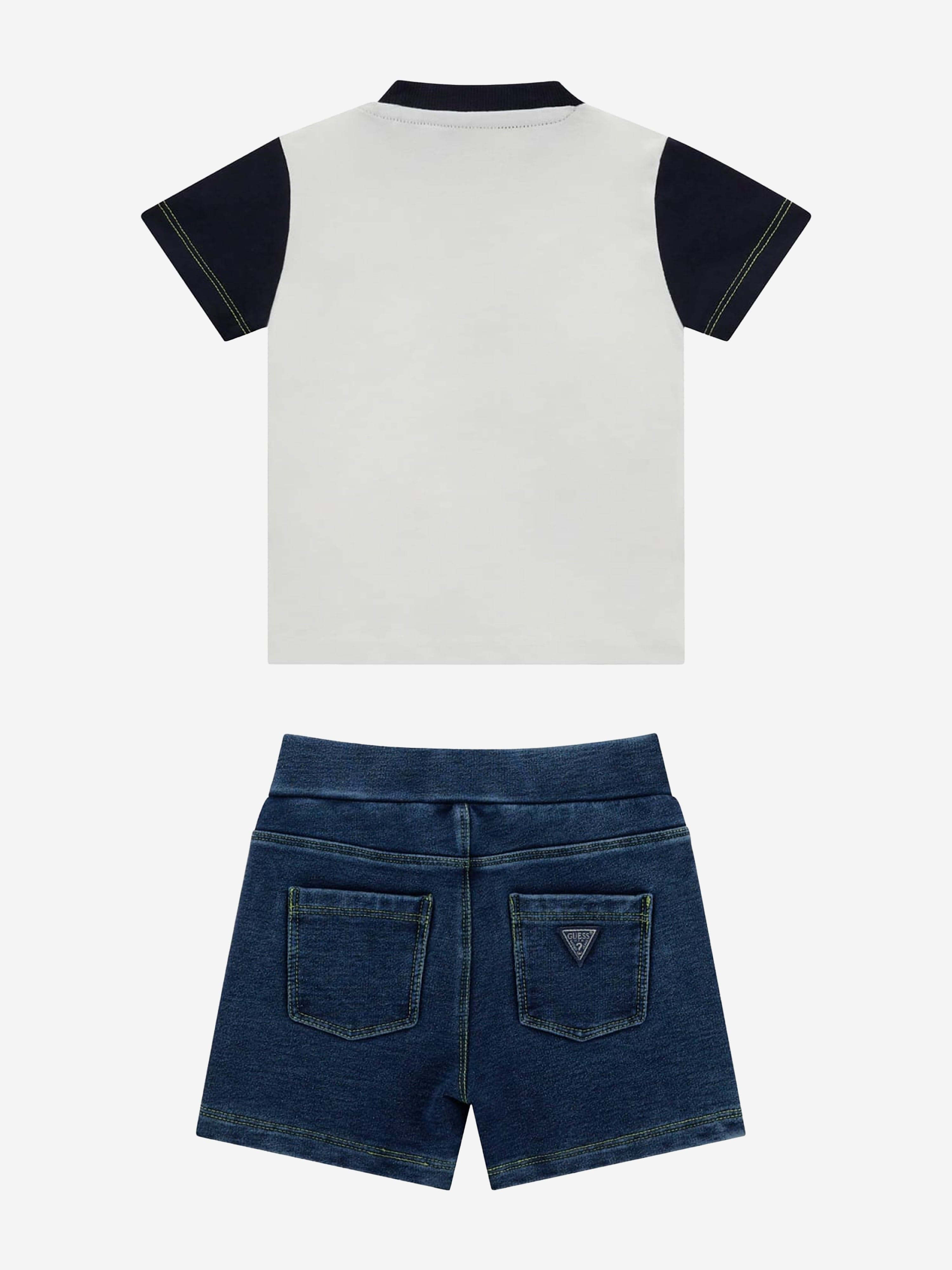 Baby Boys Denim Short Set in White - Cute & Comfortable Outfit for Summer Play, Beach Trips & Family Photos