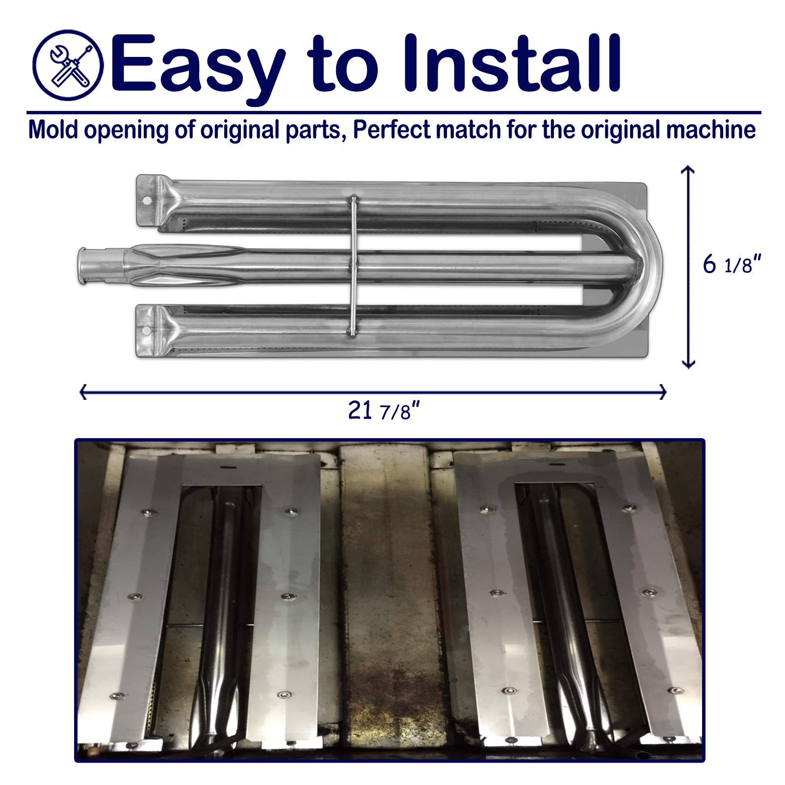 Stainless Steel BBQ Grill Burner Tube Replacement for Viking 316-911, VGBQ & VGIQ Series Gas Grills - 3 Pack Center-Fed U Tube - Durable Outdoor Cooking Parts for Backyard BBQs, Camping & Patio Parties