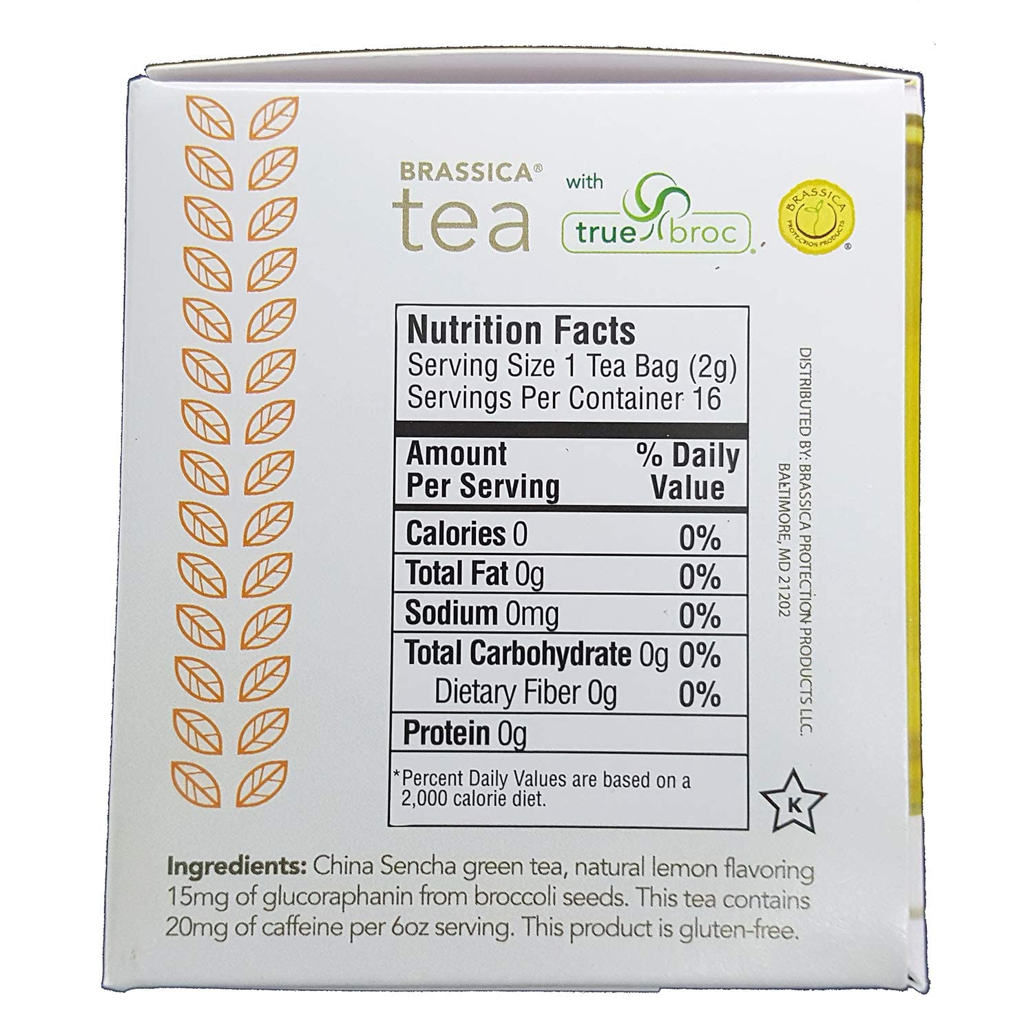 Brassica Green Tea with Lemon - 16 Count SGS Certified Tea Bags | Refreshing & Antioxidant-Rich for Daily Wellness & Relaxation