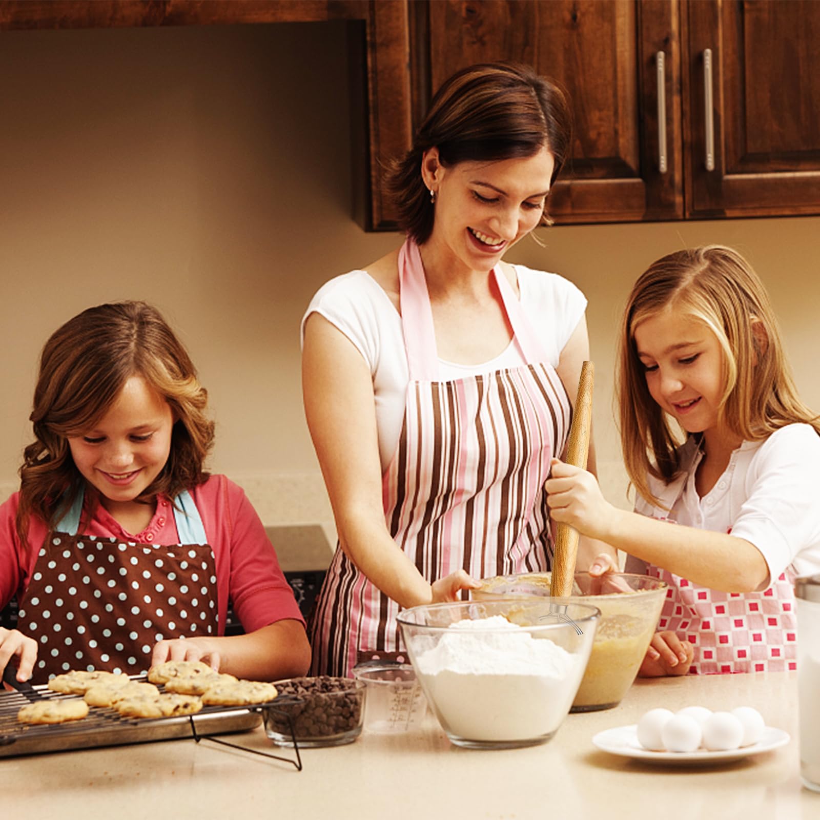 2-Pack Danish Dough Whisk Set - Stainless Steel Bread Mixer with Wooden Handle for Sourdough, Pizza, Pastry & Biscuits - Perfect for Home Bakers & Professional Baking Supplies (Ideal for Bread Making, Cake Mixing & Dough Preparation)