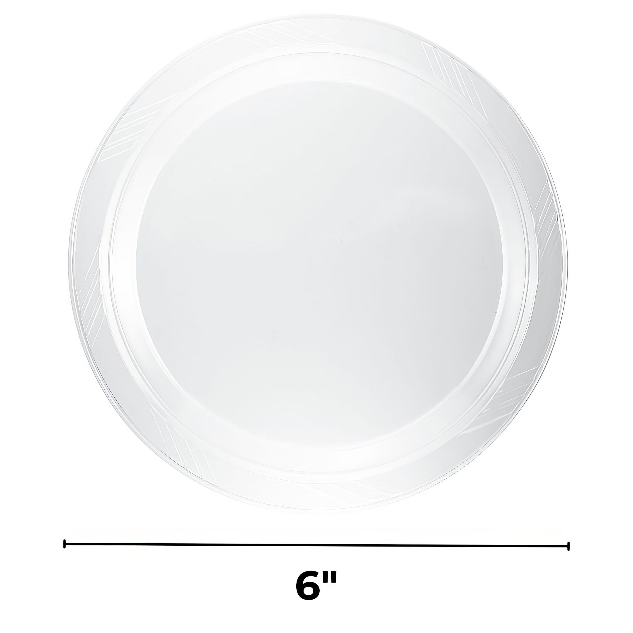 Plastico 6 Inch Clear Plastic Plates - 40 Count Disposable Dinner Plates for Parties, Picnics & Events