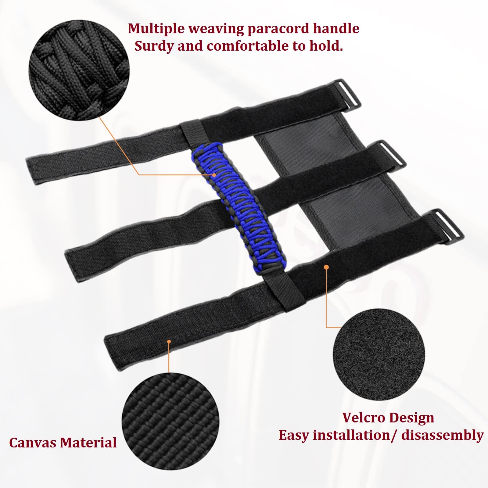 US Flag Roll Bar Grab Handle for Jeep Wrangler YJ TJ JK JKU JL JLU & Gladiator JT (1955-2023) - Heavy Duty Off-Road Accessories (Blue, 4PCS) - Perfect for Trail Riding & Jeep Enthusiasts