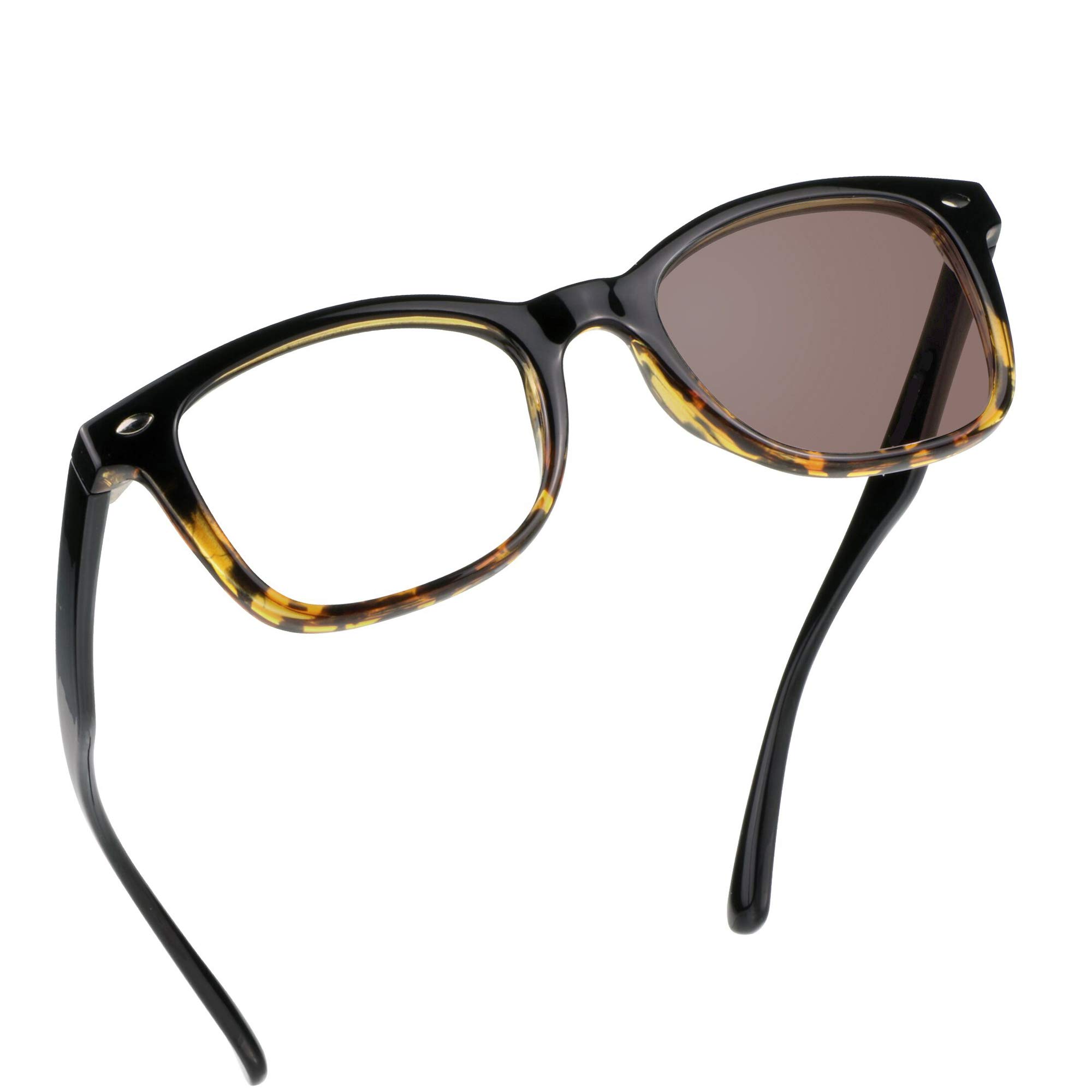 YEIN Blue Light Blocking Glasses - Photochromic Brown Sunglasses for Women & Men | Anti-Eyestrain Computer & Reading Glasses | Perfect for Office Work, Gaming & Screen Time Protection