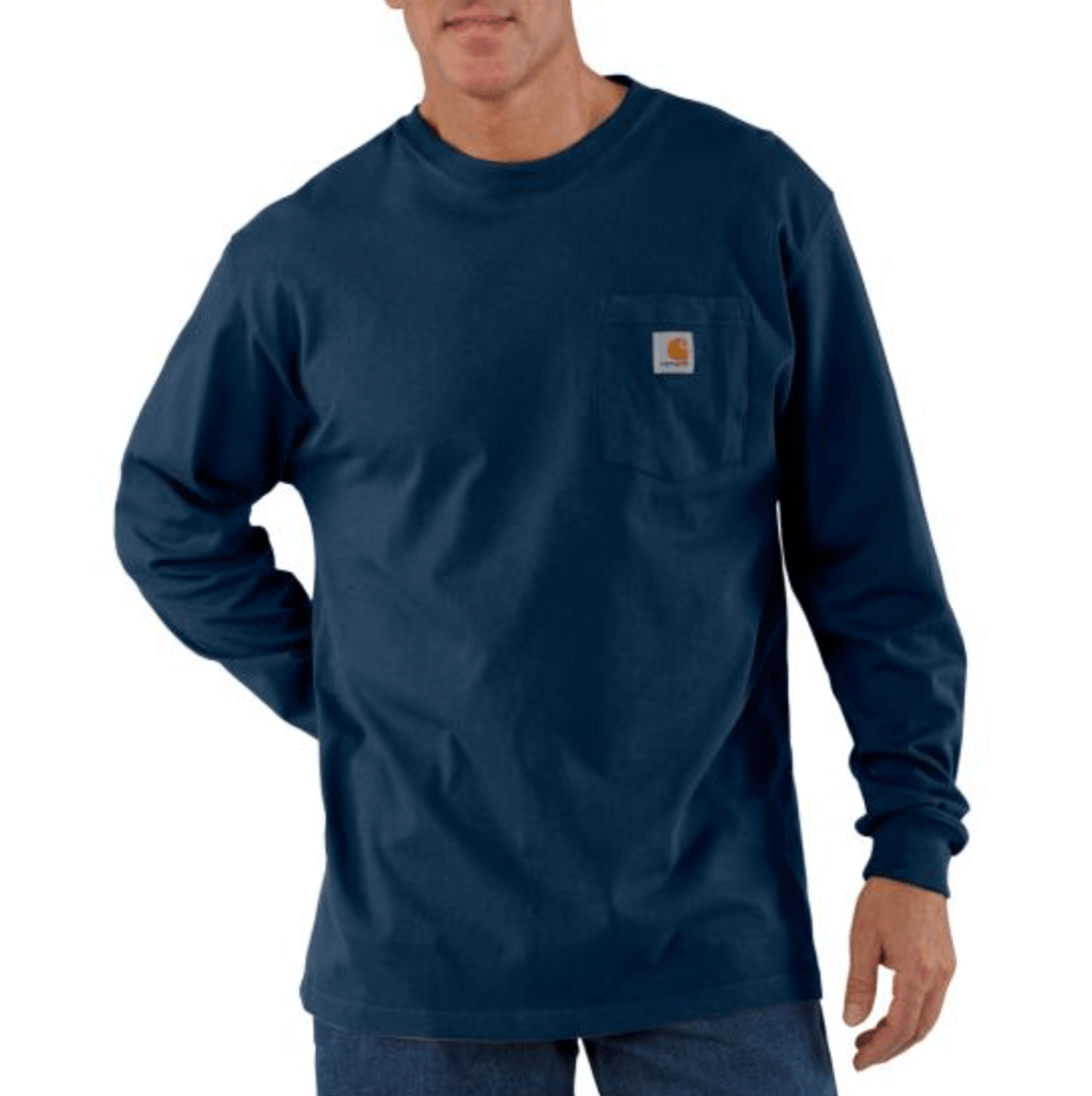 Premium Loose Fit Heavyweight Long Sleeve Pocket Henley T-Shirt for Men - Navy Blue - Casual Wear, Outdoor Activities & Layering Essential