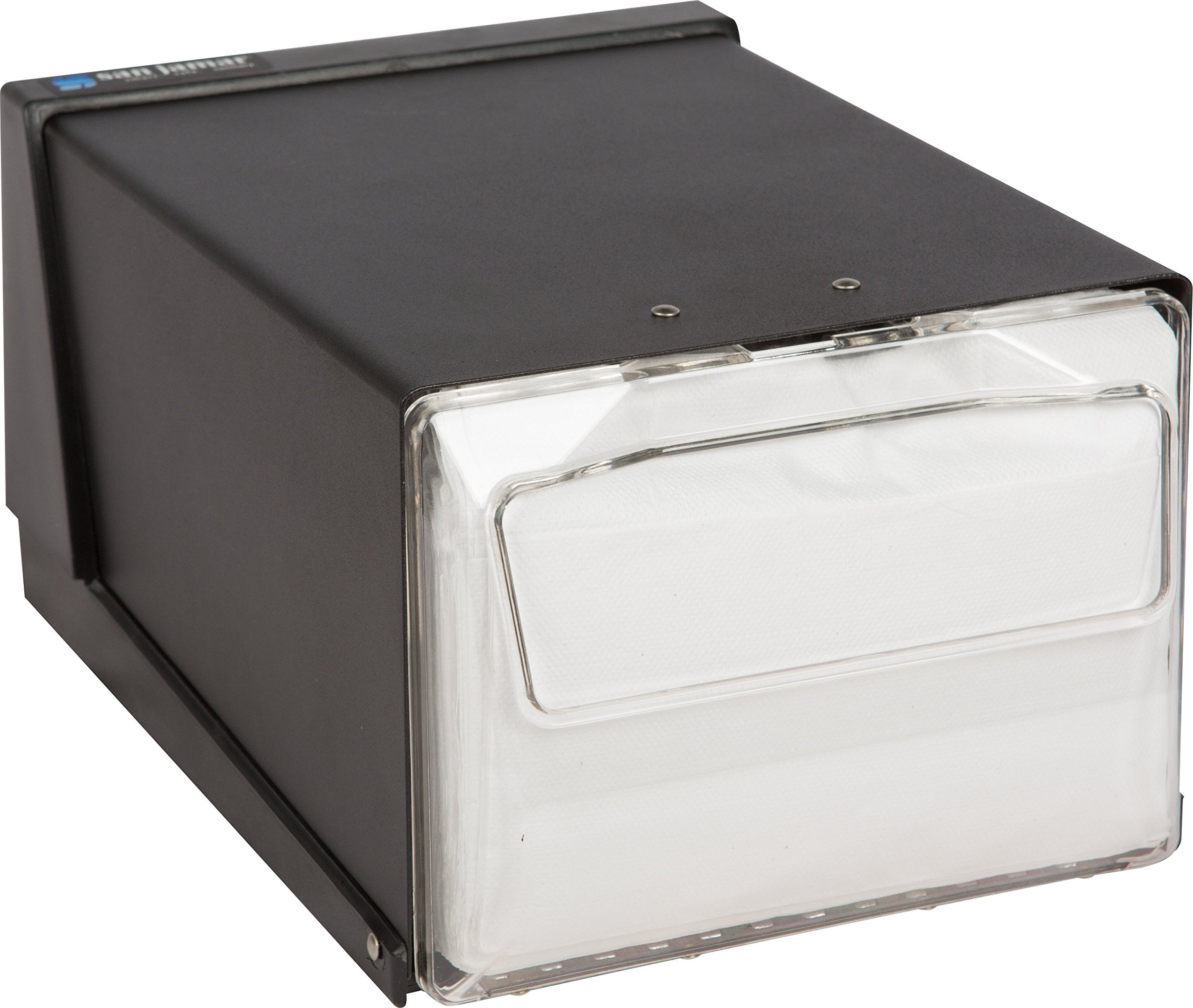 San Jamar H3001 Clear/Black Countertop Fullfold Napkin Dispenser - 300 Napkin Capacity, 7-5/8