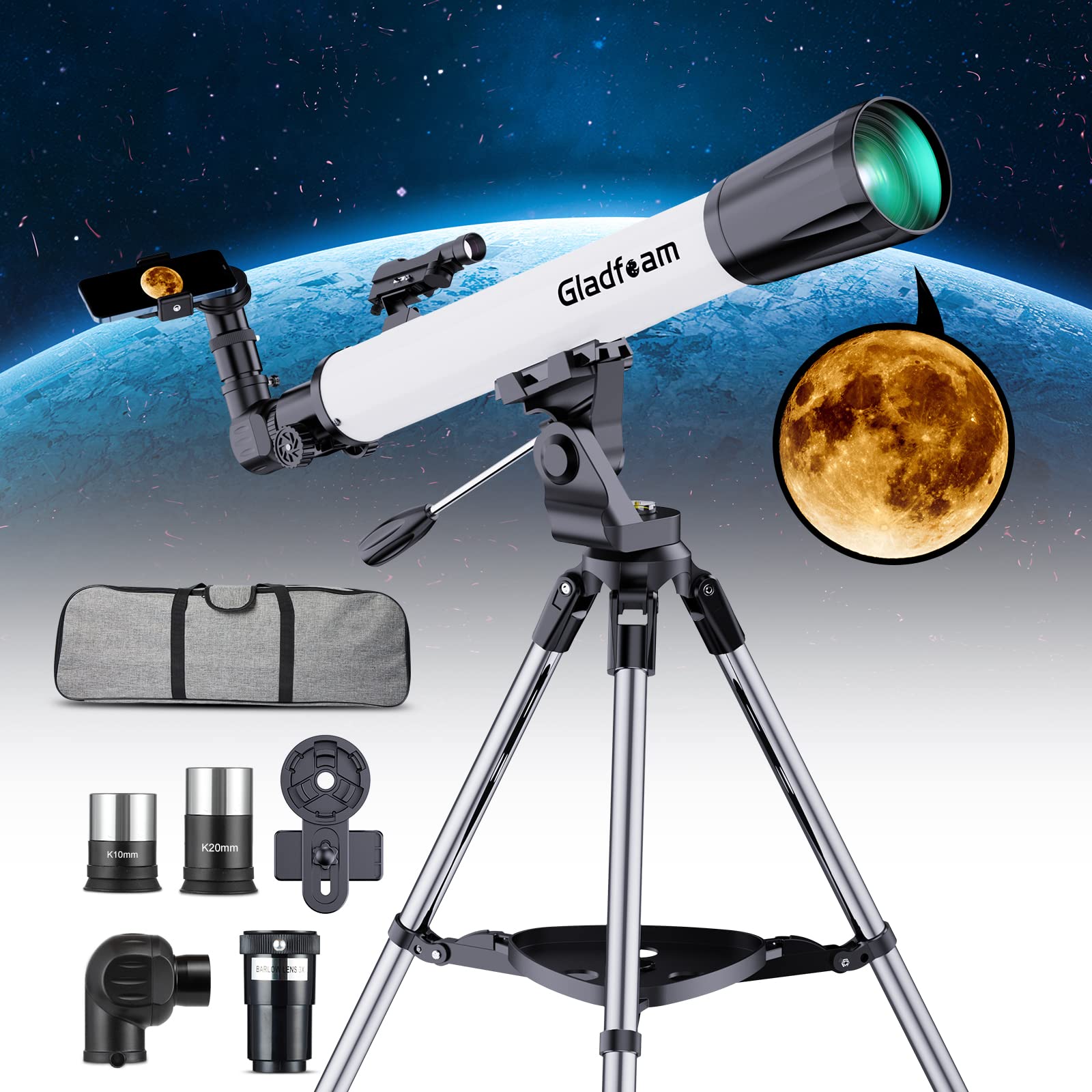 Professional 70mm Aperture Refractor Telescope for Adults & Kids - 700mm Focal Length Astronomy Telescope with Phone Adapter & Stainless Steel Tripod for Viewing Planets, Moon, and Stars | Perfect for Beginners, Stargazing, and Astrophotography