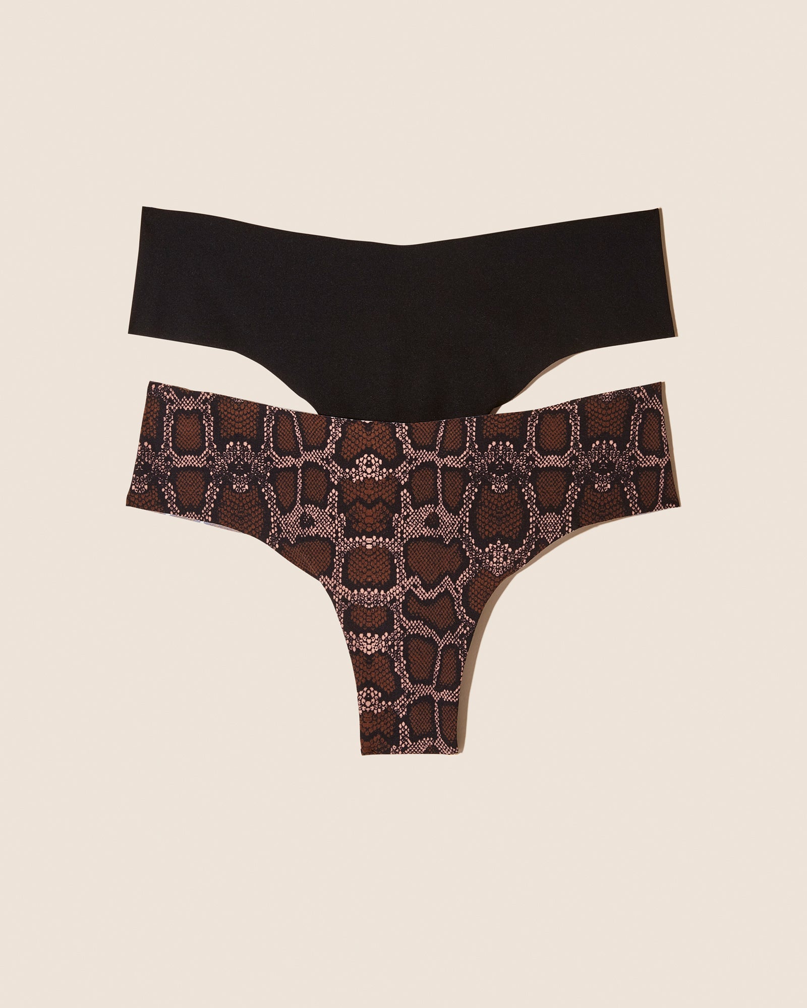 2 Pack Black Snake Print Thong Underwear for Women - Comfortable & Sexy Lingerie for Daily Wear or Special Occasions