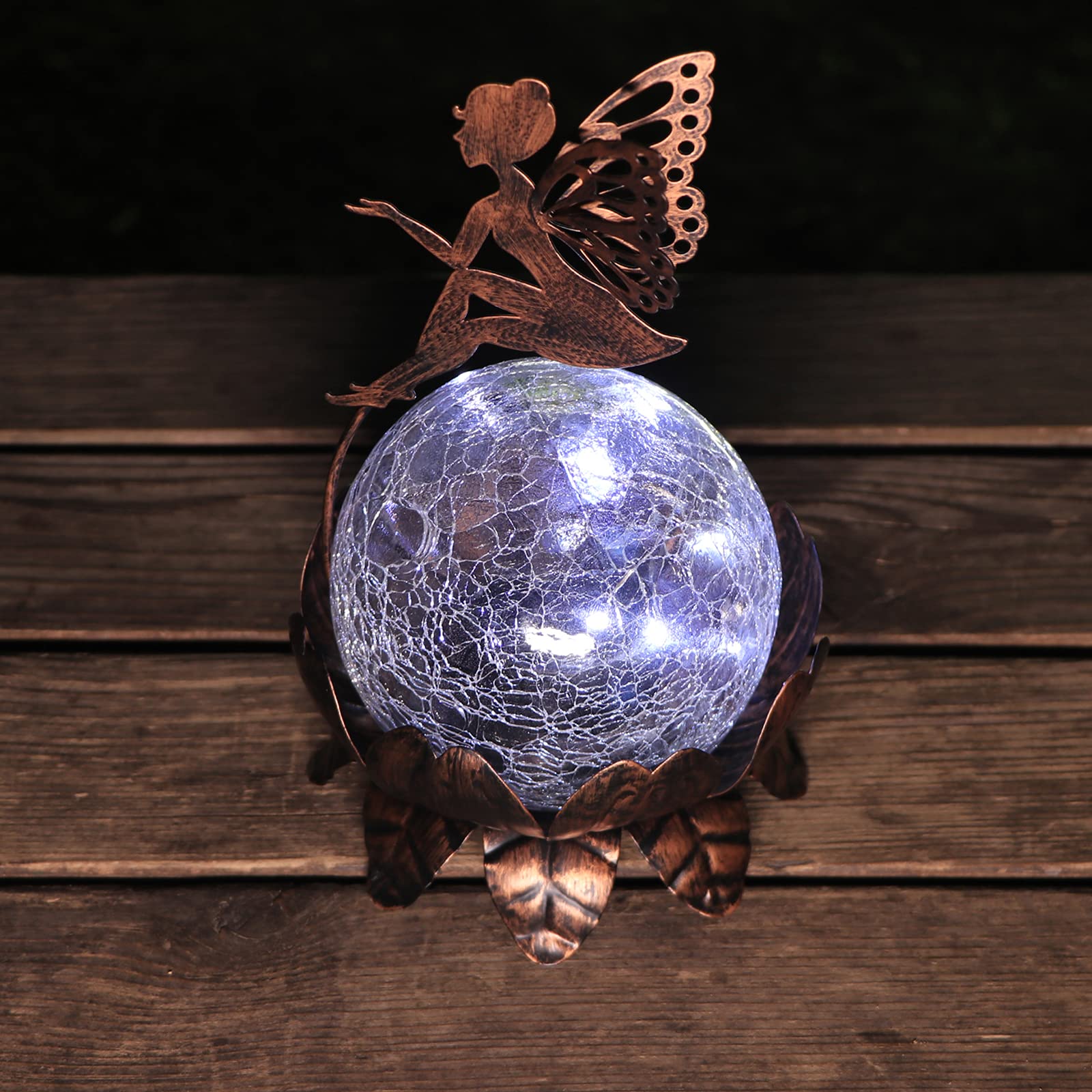 MUMTOP Solar Lantern Fairy Lights - Waterproof Crackle Glass Outdoor LED Tabletop Lamp for Garden, Patio, Yard, Lawn & Table Decor | Perfect for Romantic Evenings, Outdoor Weddings & Cozy Backyard Ambiance