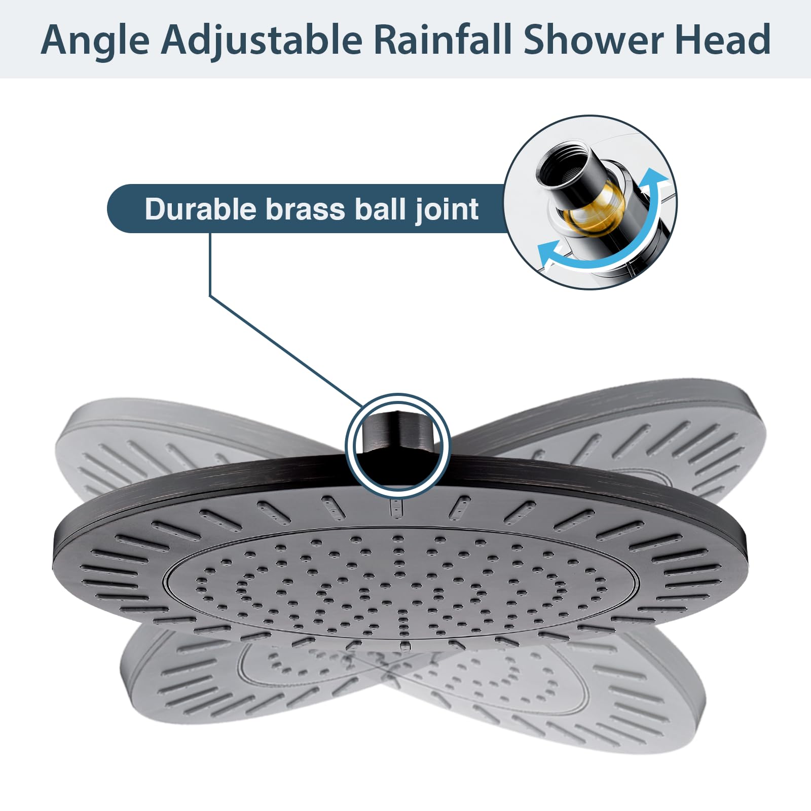 BRIGHT SHOWERS 9 Inch Rain Shower Head System - 3-Function Handheld Shower with High Pressure Rainfall Showerhead in Oil-Rubbed Bronze - Perfect for Spa-Like Bathroom Experience & Luxury Home Renovation