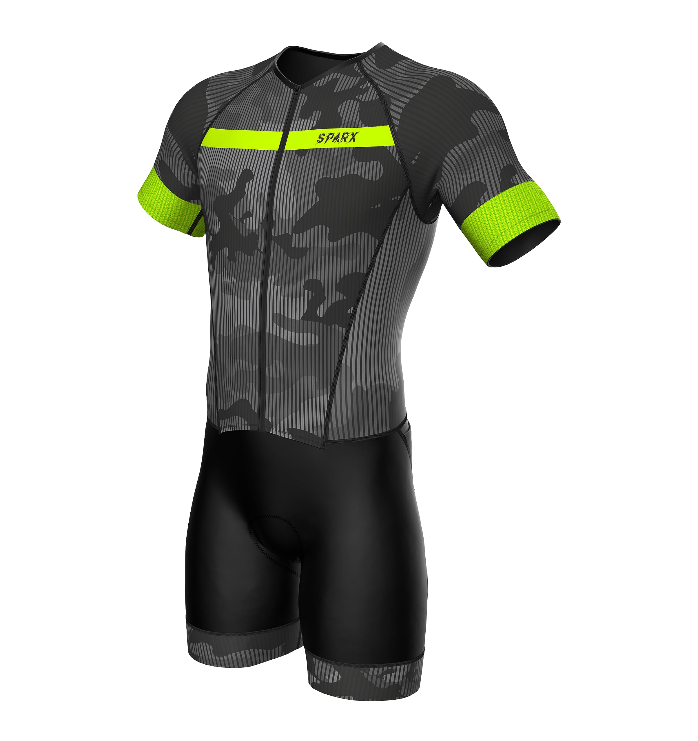 **Sparx Men's Elite Aerosuit Triathlon Suit - Short Sleeve Skinsuit for Cycling, Running & Swimming - Lightweight & Breathable for Triathlon Training & Racing**