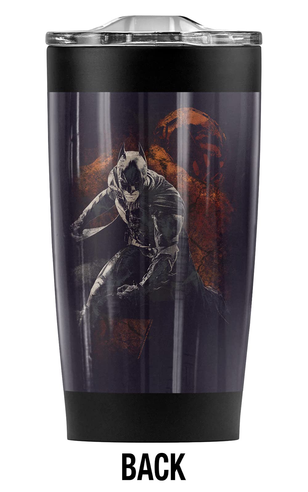 Batman Dark Knight Rises Grungy Knight 20oz Stainless Steel Tumbler - Vacuum Insulated Coffee Travel Mug with Leakproof Sliding Lid | Double Wall Insulation for Hot & Cold Drinks | Perfect for Superhero Fans, Office Use, Gym, Camping & Road Trips