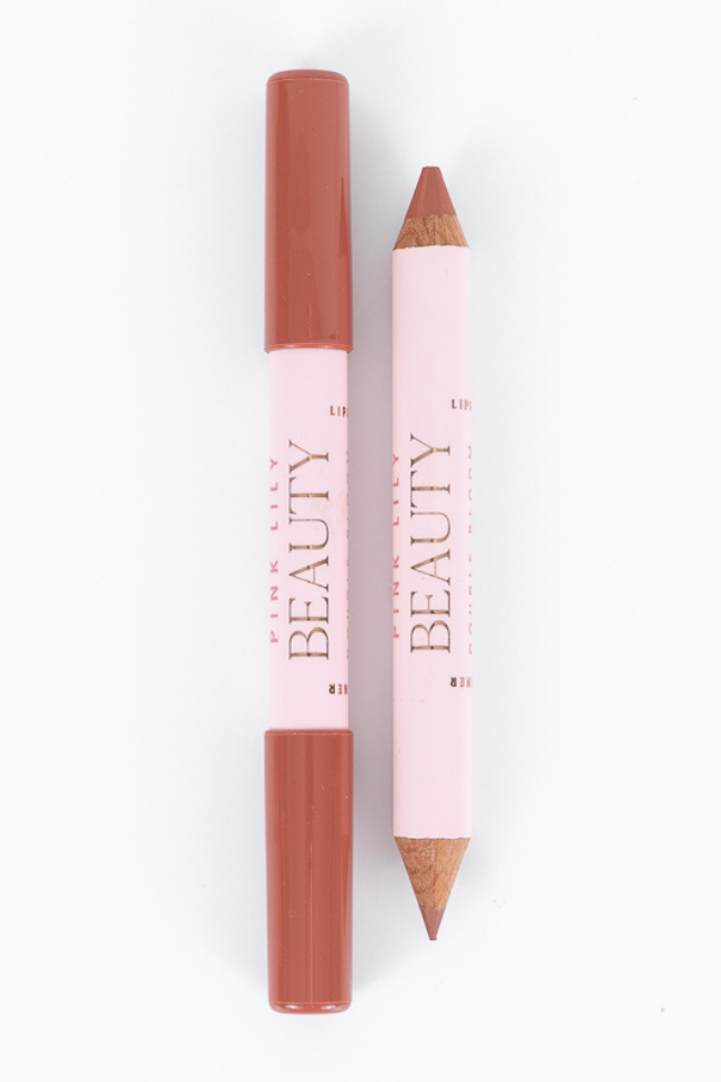 Pink Lily Beauty Double Bloom Dual Lipstick & Lip Liner Set - Peachy Please | Long-Lasting Matte & Glossy Finish | Perfect for Everyday Wear & Special Occasions