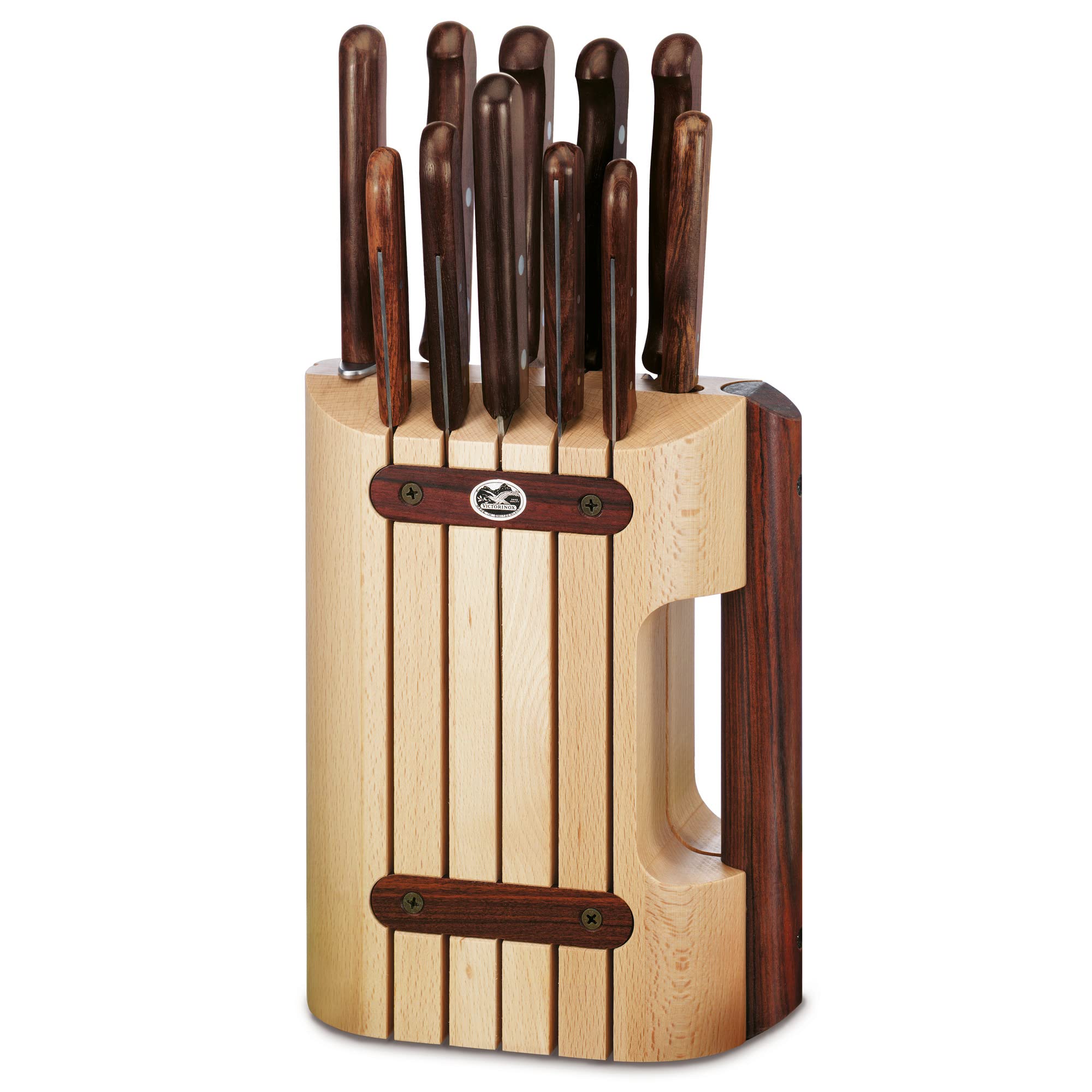Victorinox 11-Piece Wooden Knife Block Set with Kitchen Knives - Premium Knife Storage Organizer in Brown - Perfect for Home Chefs & Cooking Enthusiasts